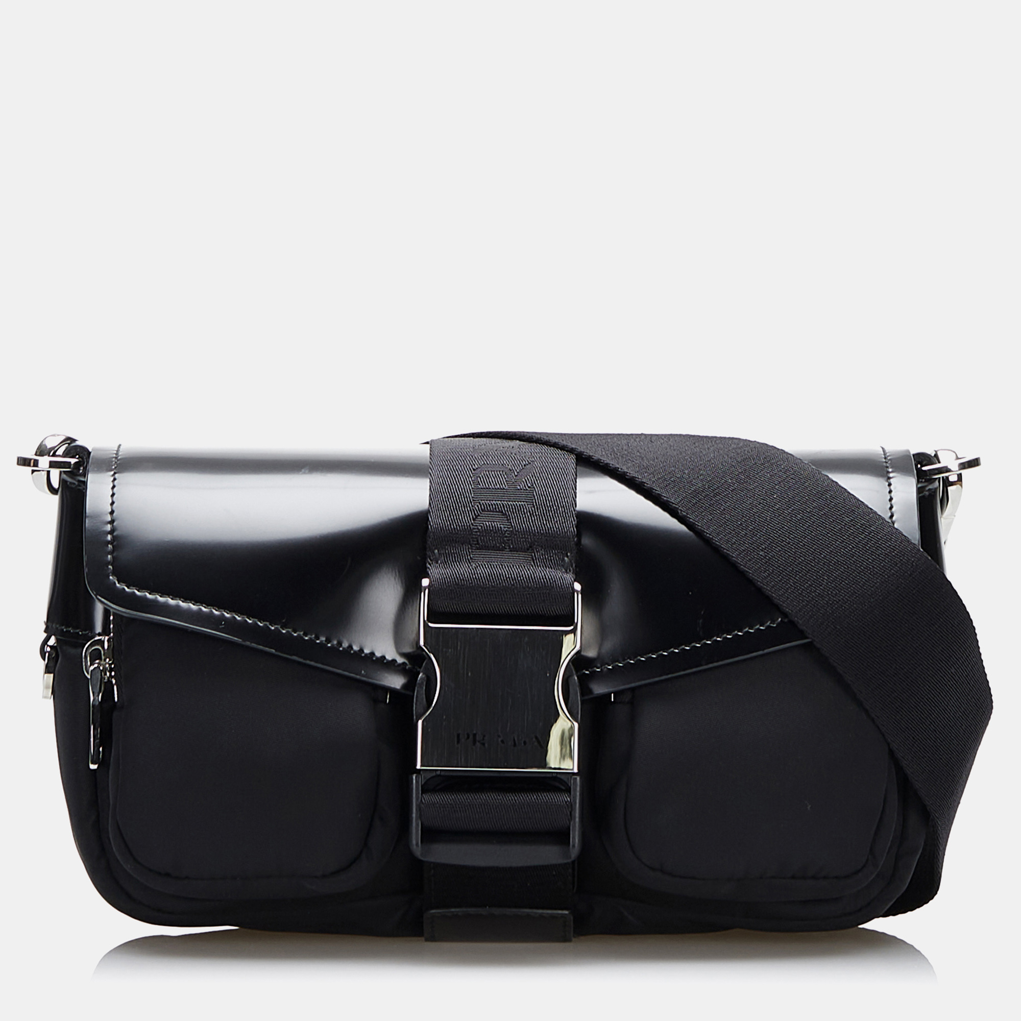 

Prada Black Re-Nylon & Spazzolato Leather Pocket Crossbody Bag