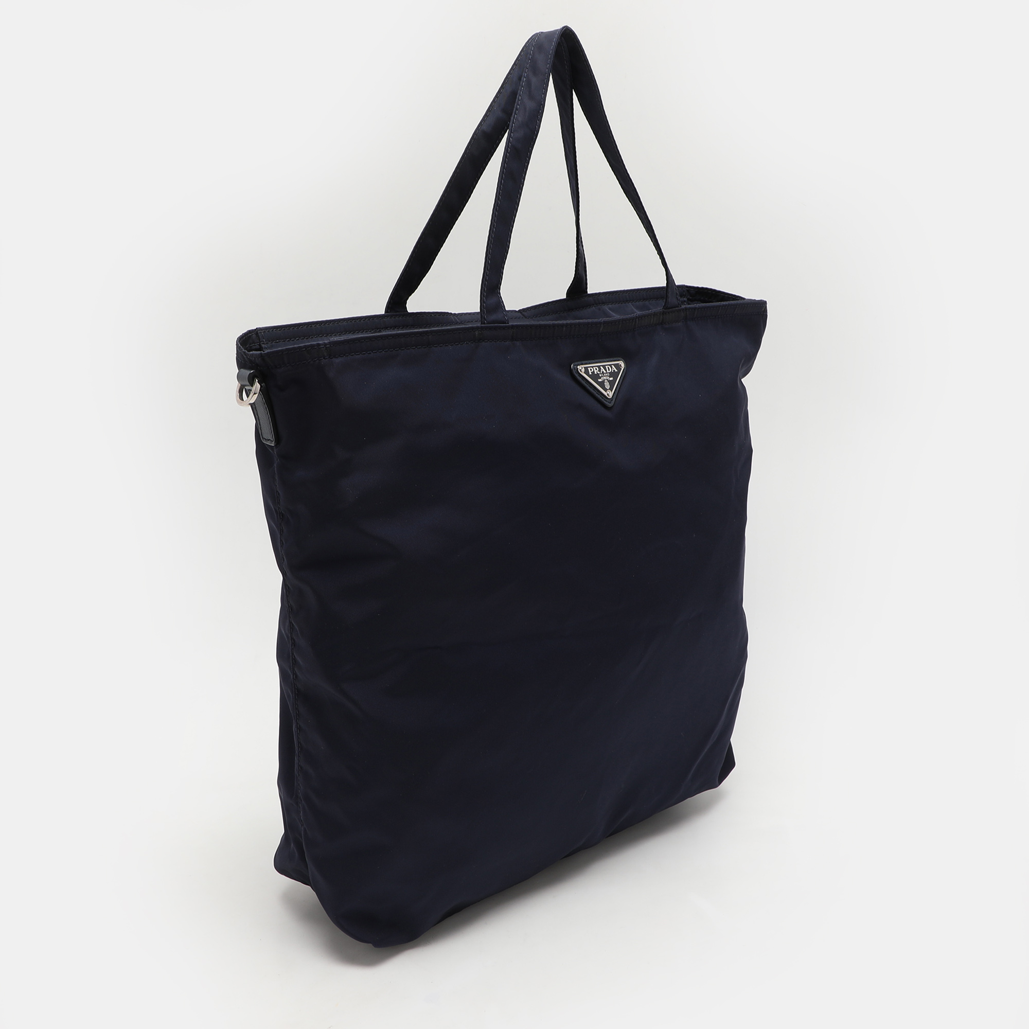 Prada Navy Blue Nylon Top Zip Tote 