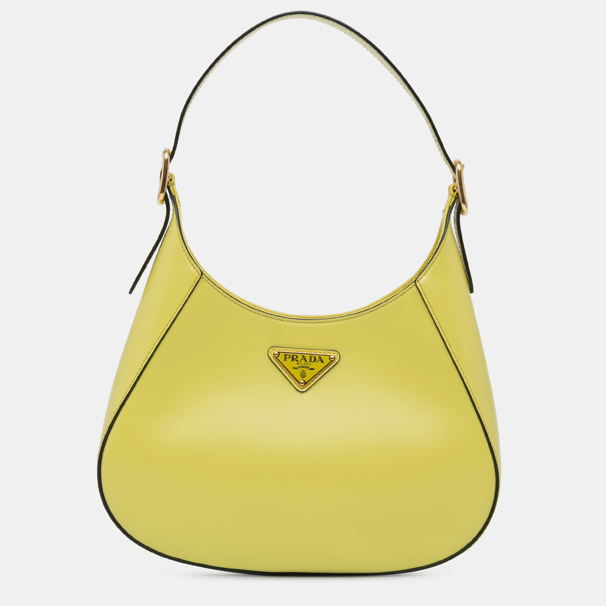 

Prada Yellow Spazzolato Cleo Hobo Bag