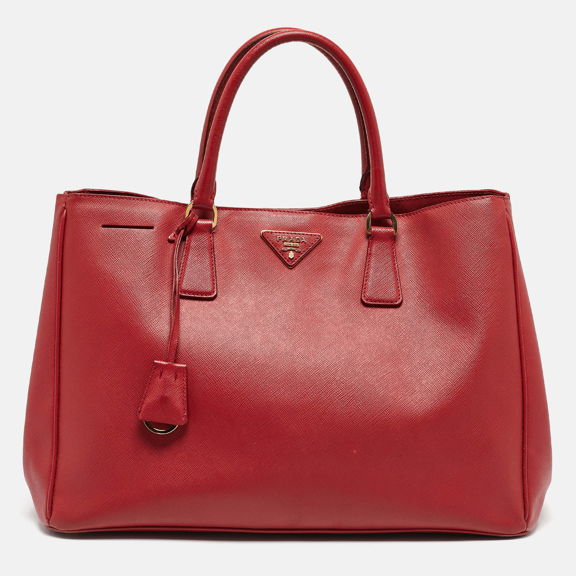 

Prada Red Saffiano Lux Leather  Gardener's Tote