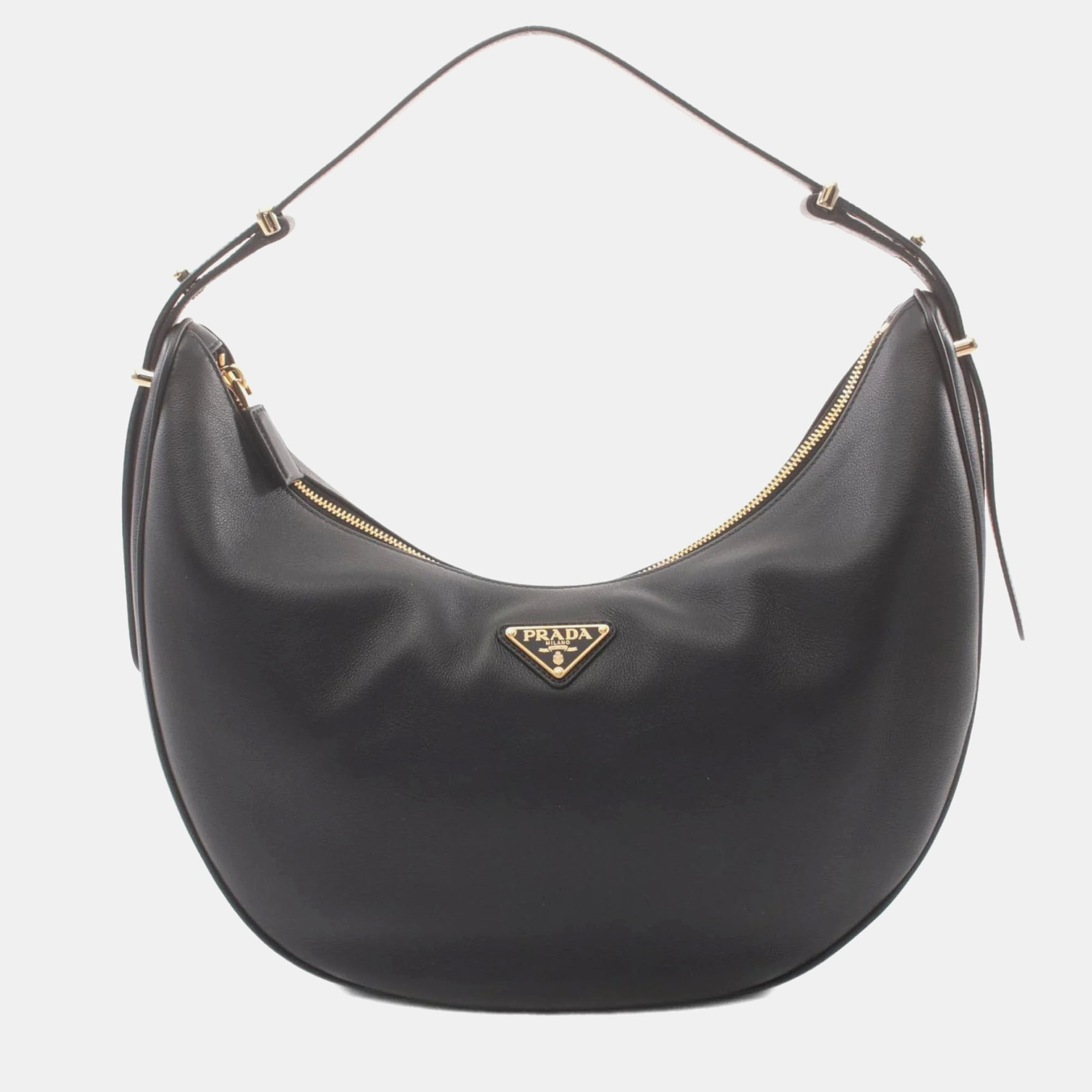 

Prada Black Leather Soft Grain Hobo Bag