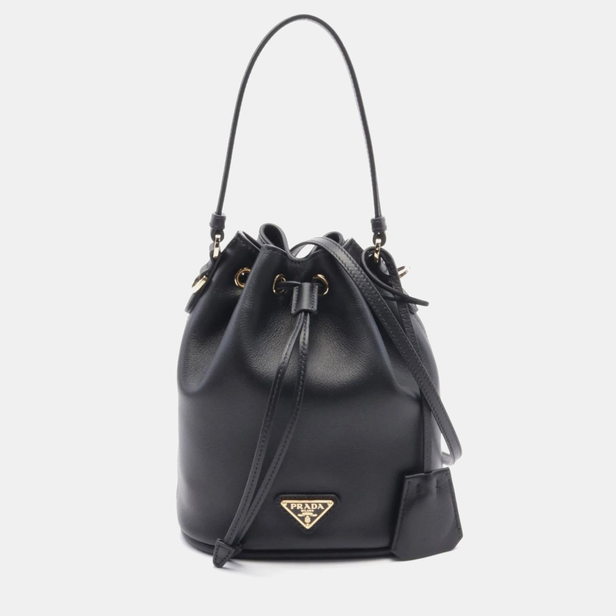 

Prada Black Leather Secchiello Bucket Bag