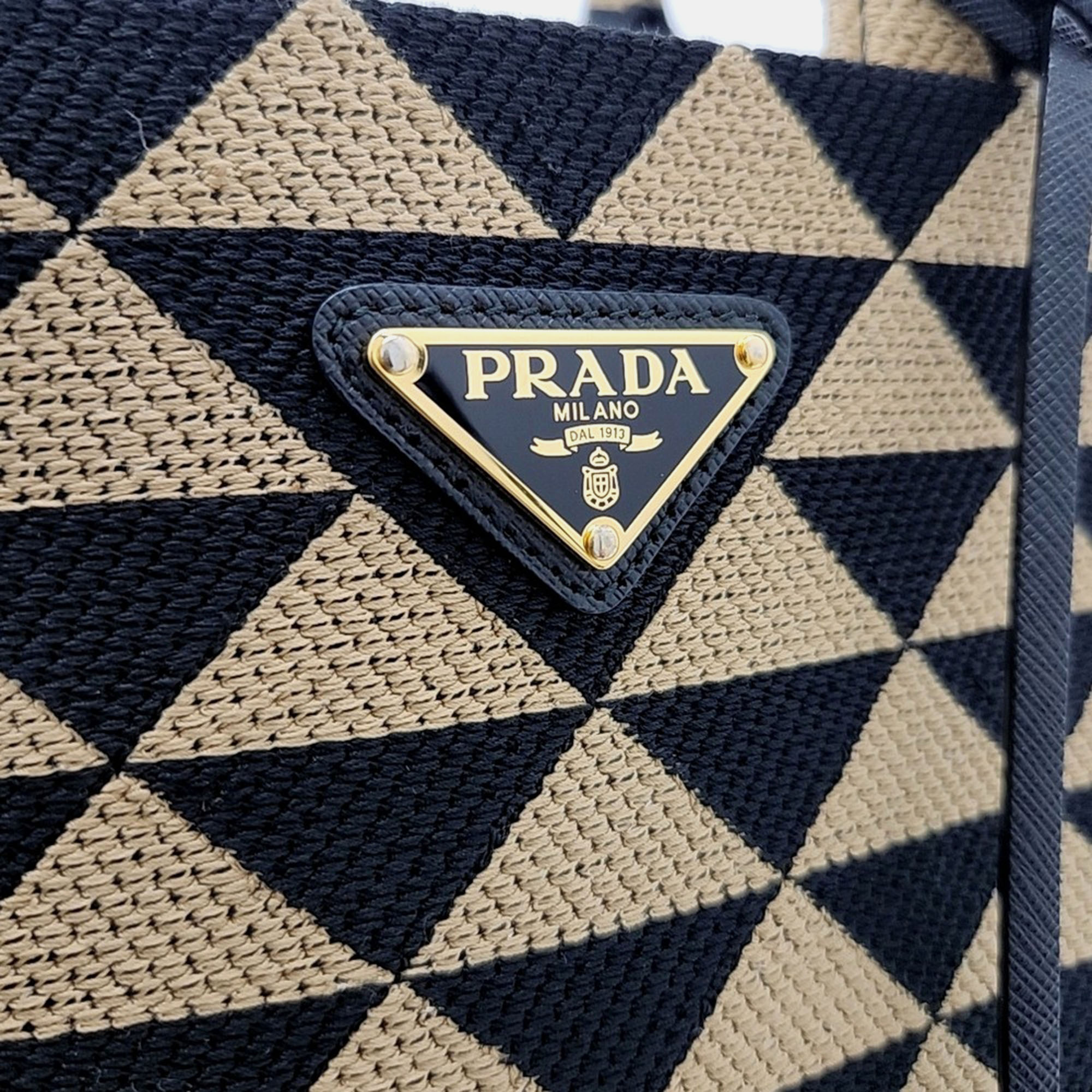 Prada Multicolor Fabric Symbol Tote And Shoulder Bag 