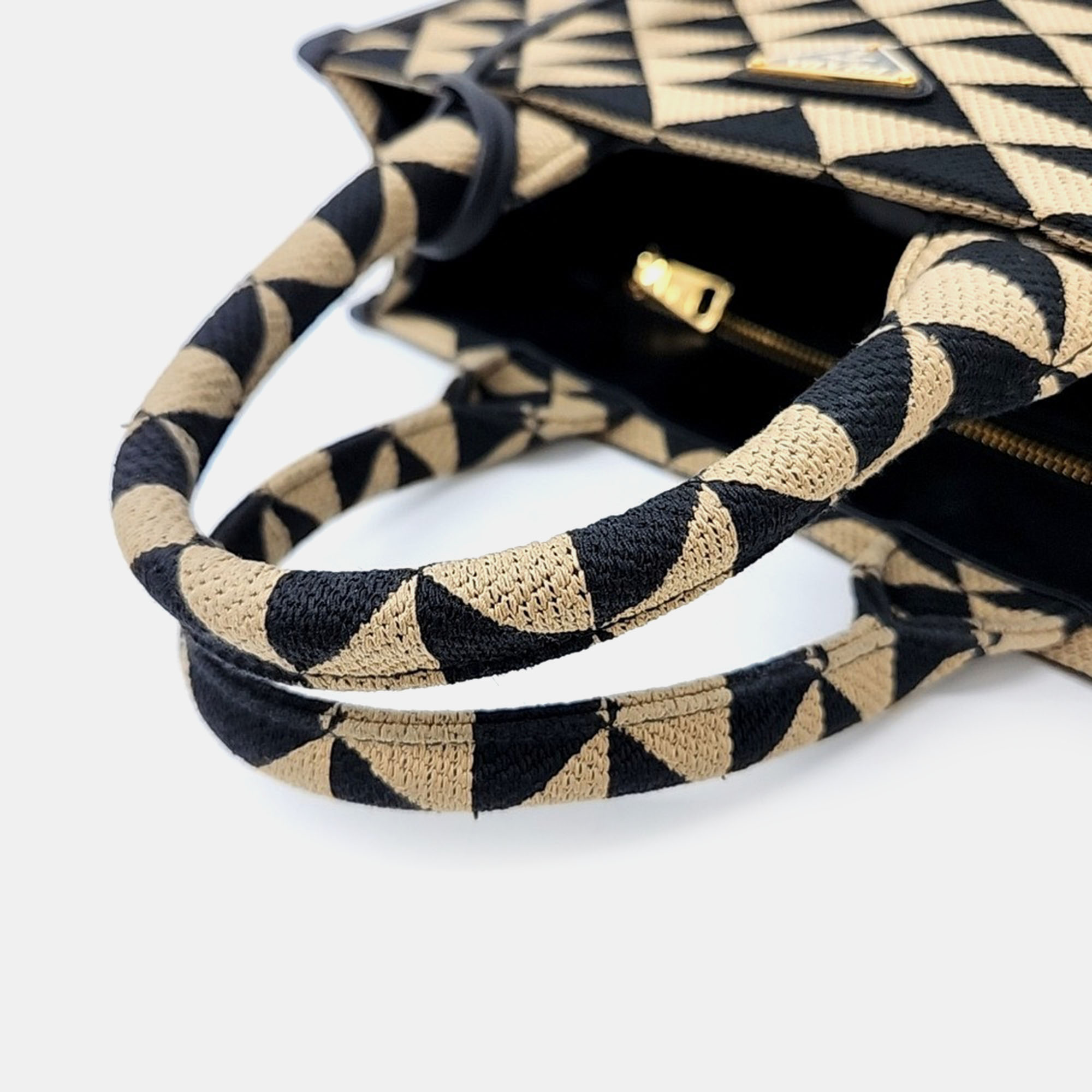 Prada Multicolor Fabric Symbol Tote And Shoulder Bag 