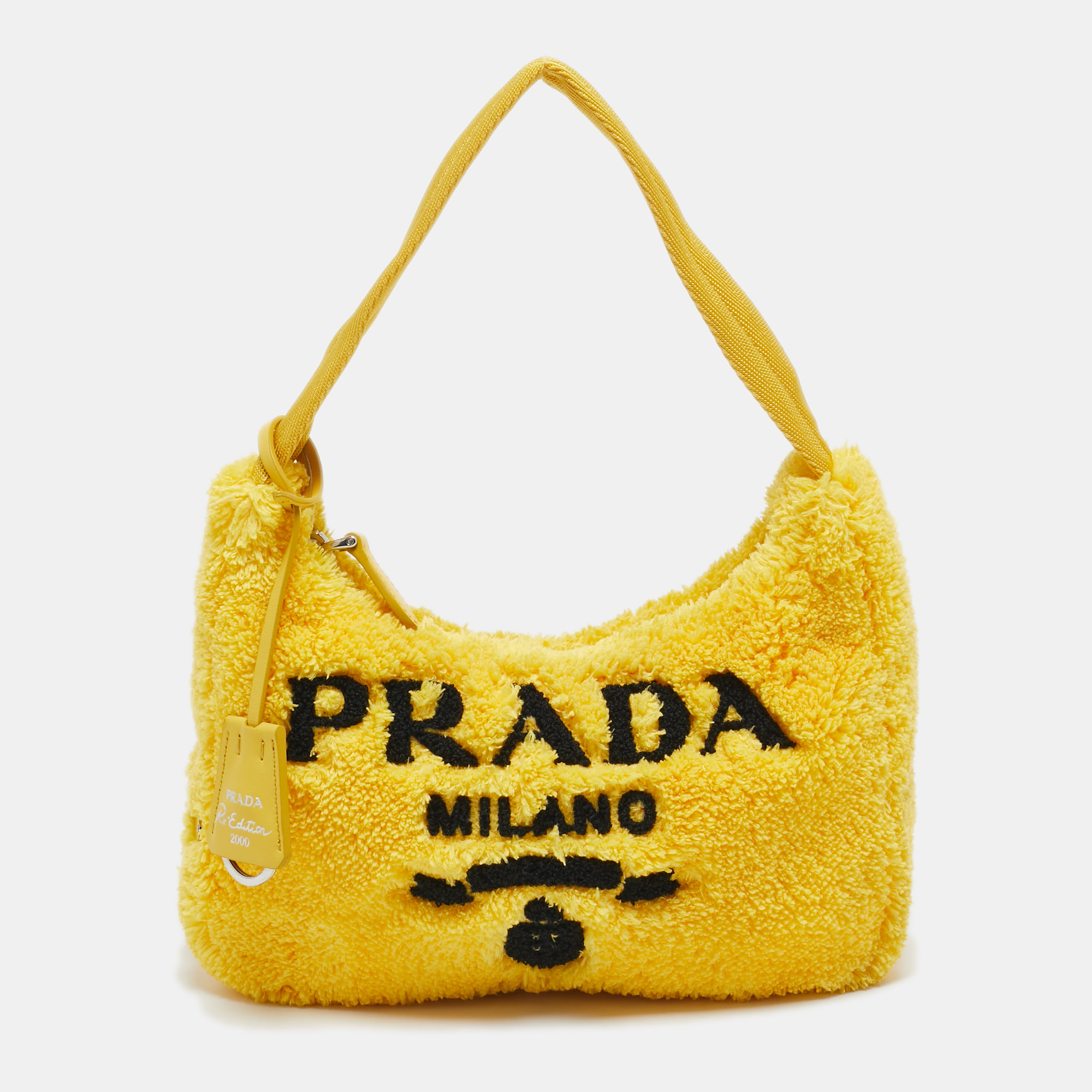 

Prada Yellow Terry Cloth Mini Re-Edition 2000 Baguette Bag