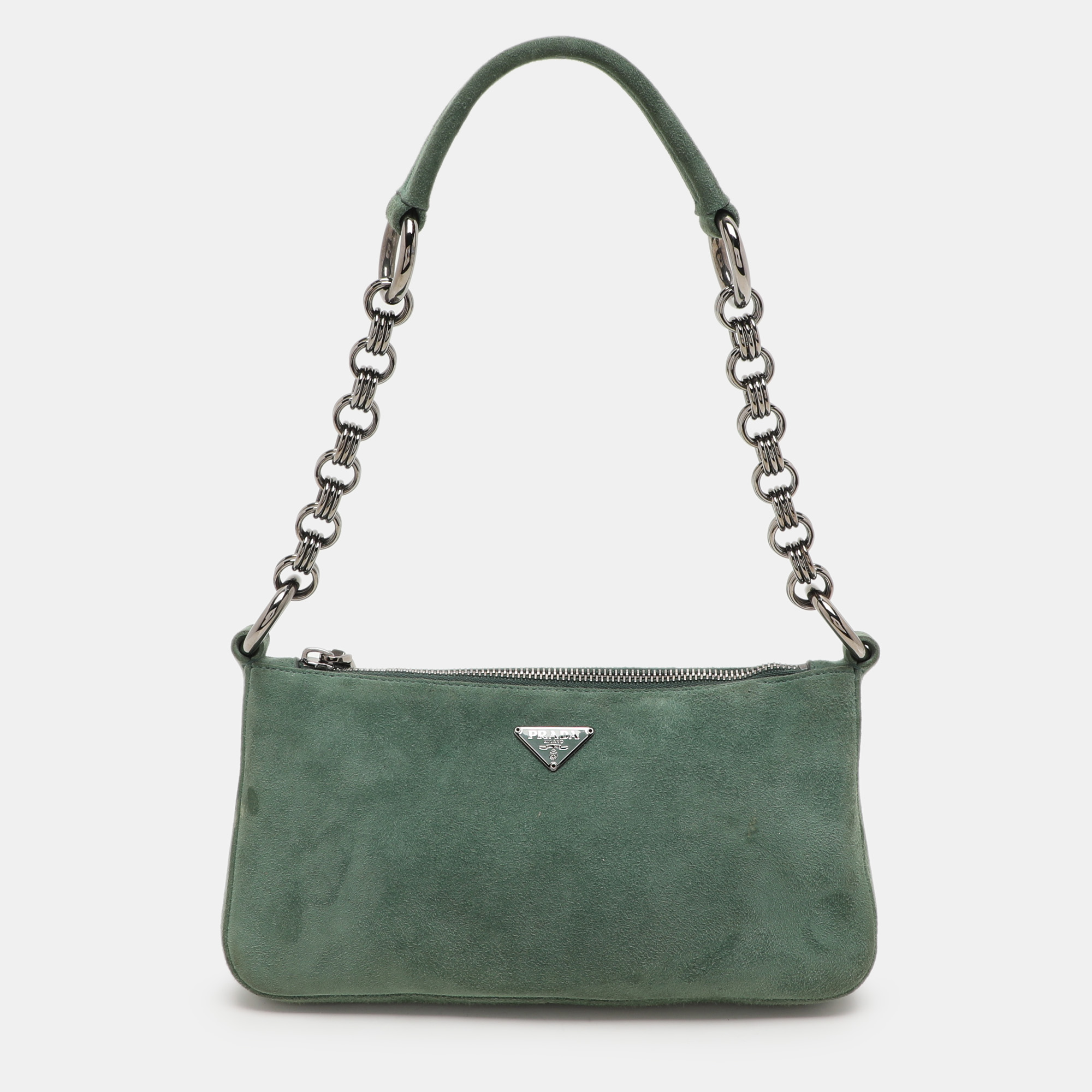 

Prada Green Suede Chain Shoulder Bag