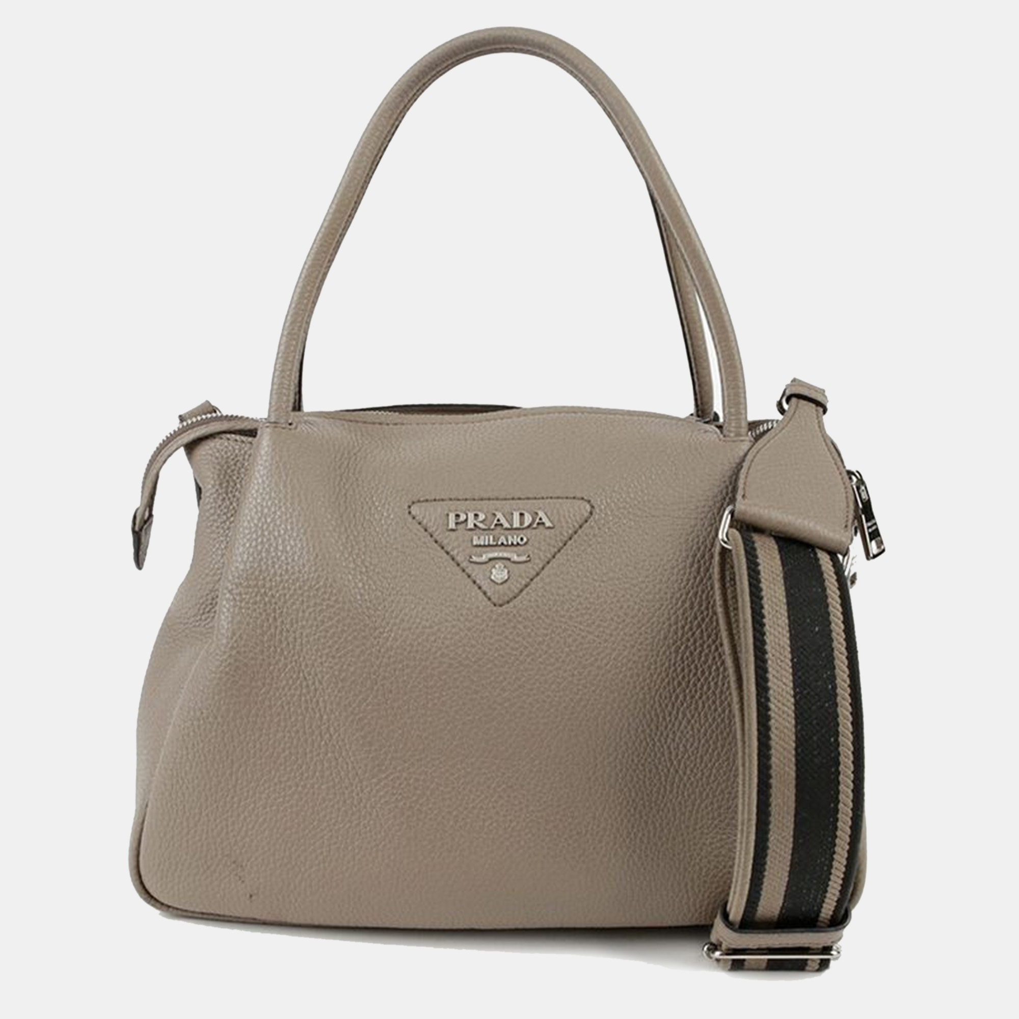 

Prada Grey Leather Large Clay Shoulder Bag