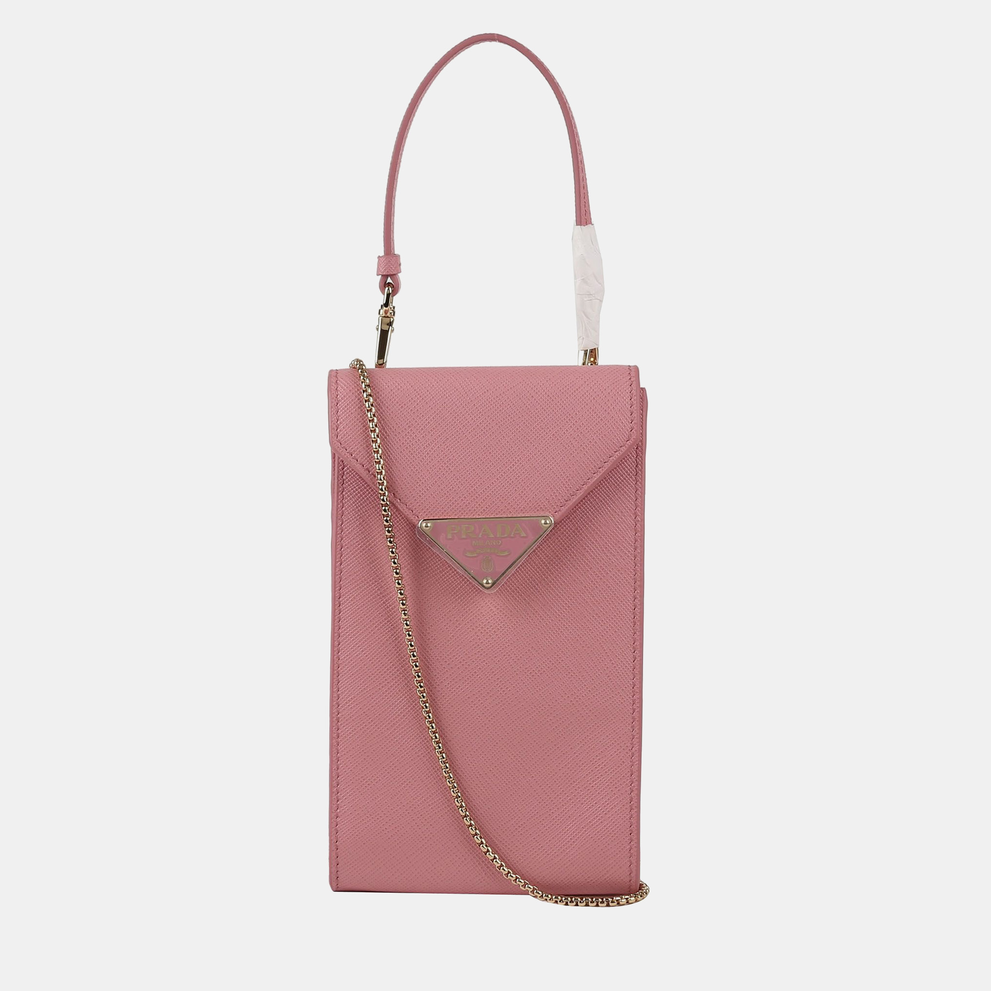 

Prada Mini Pink Saffiano Leather Crossbody Bag