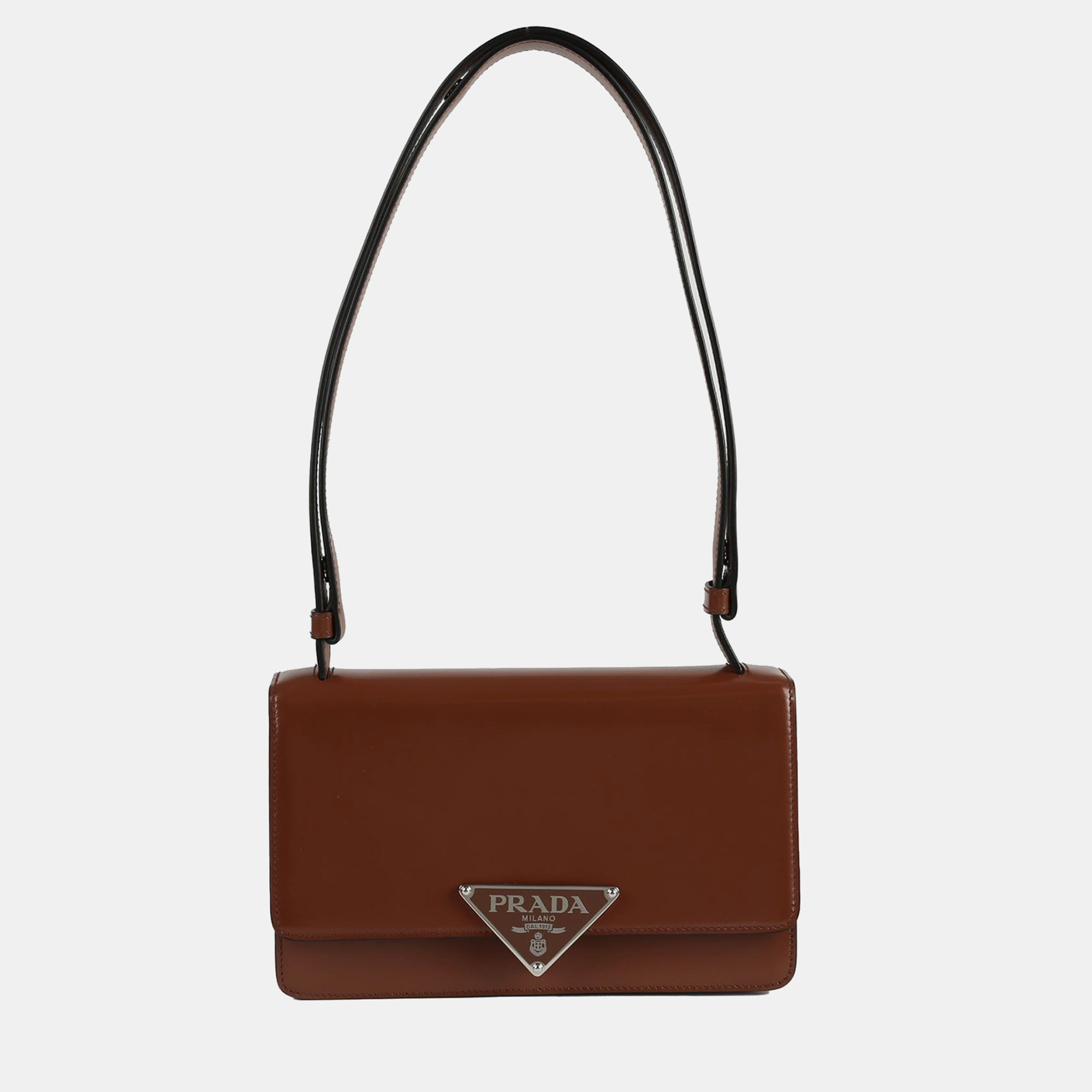 

Prada Tobacco Brushed Leather Emblem Shoulder Bag, Brown