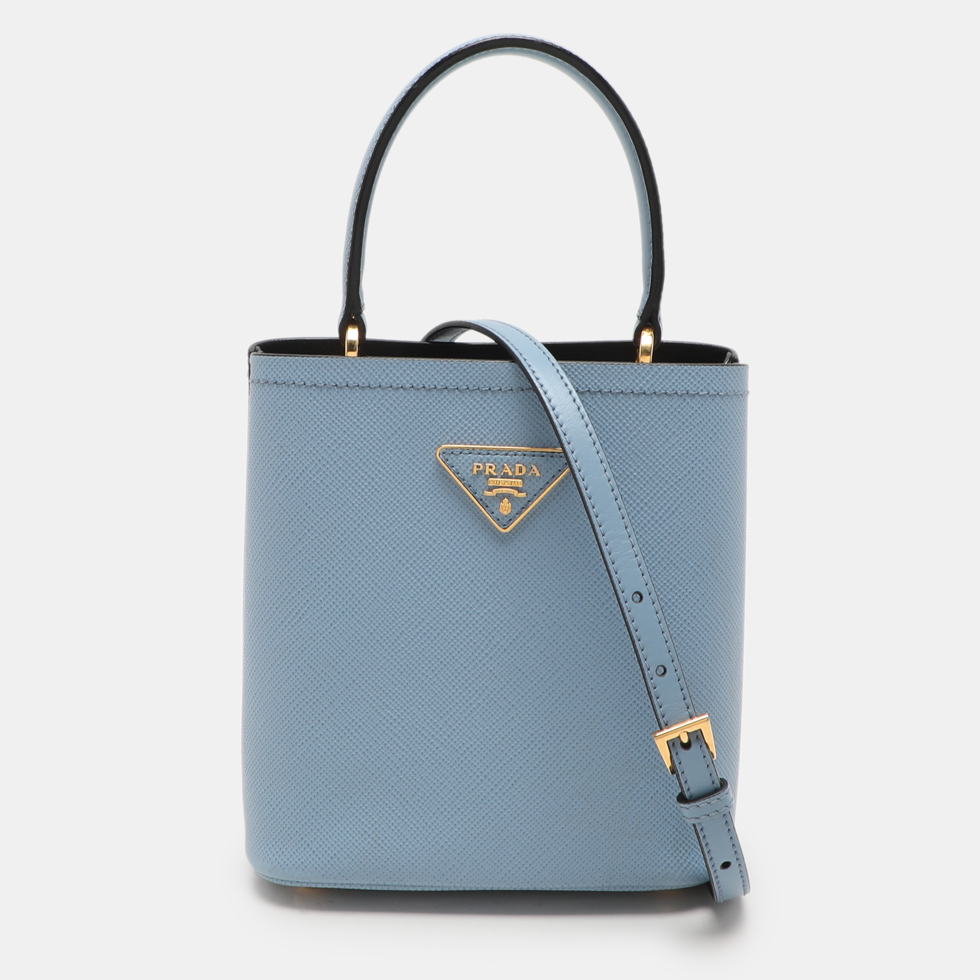 

Prada Blue Leather Small Panier Top Handle Bag