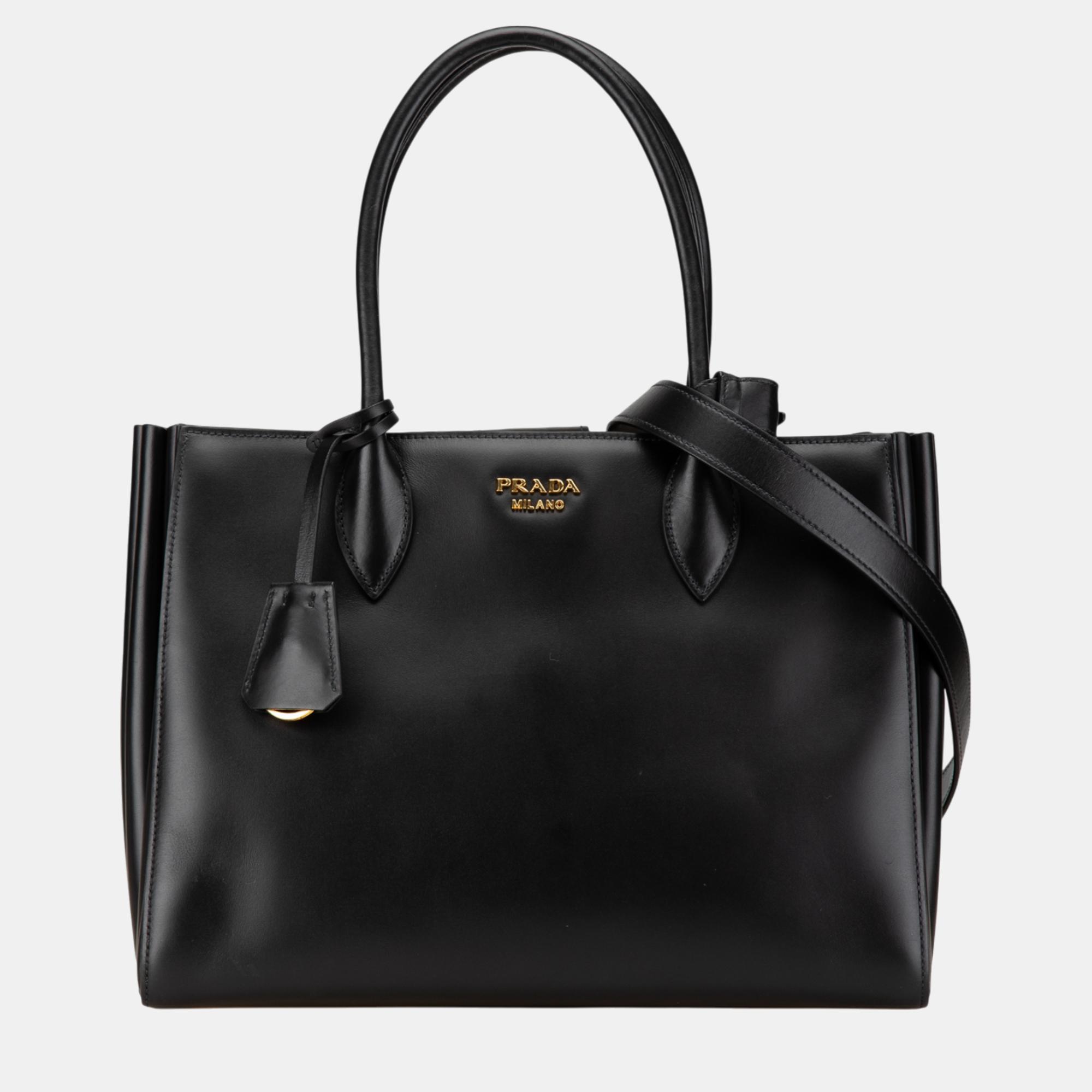 

Prada Black Calf Leather City Satchel Bag