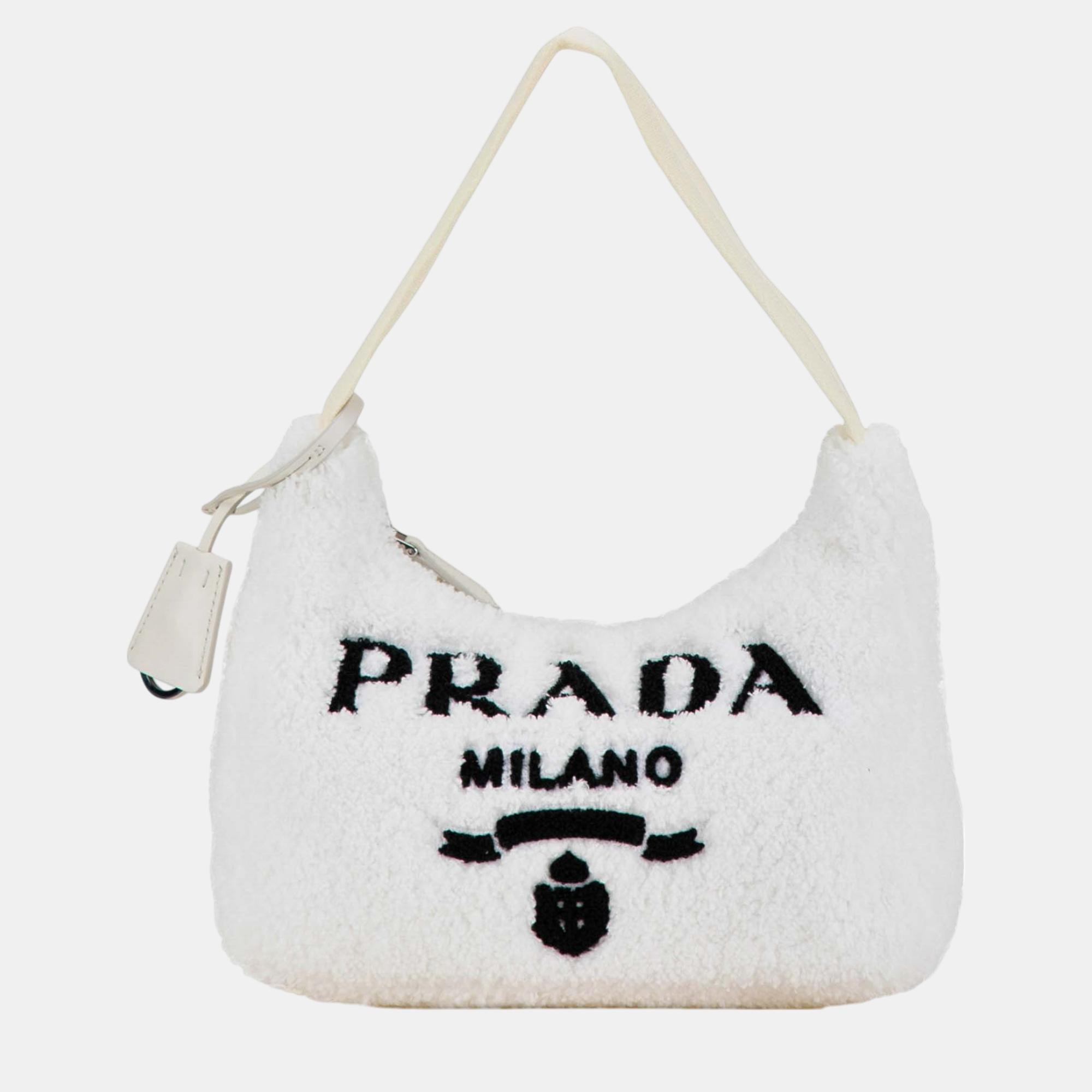 

Prada White Mini Terry Re Edition 2000 Shoulder Bag