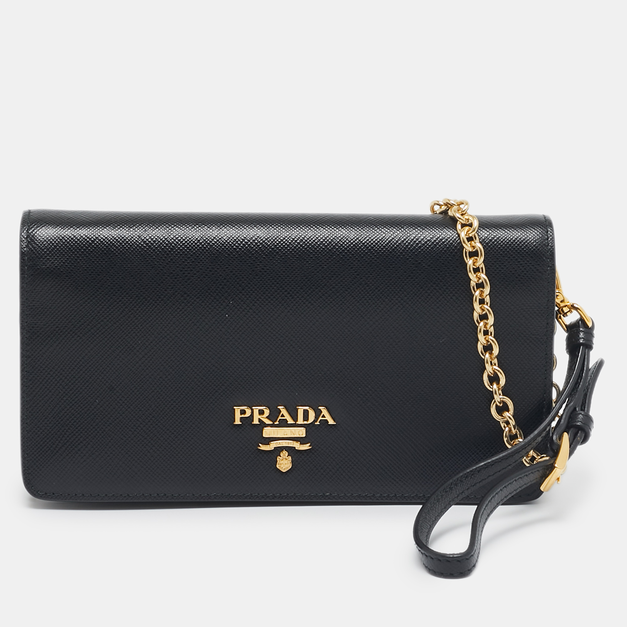 

Prada Black Saffiano Leather Wallet on Chain