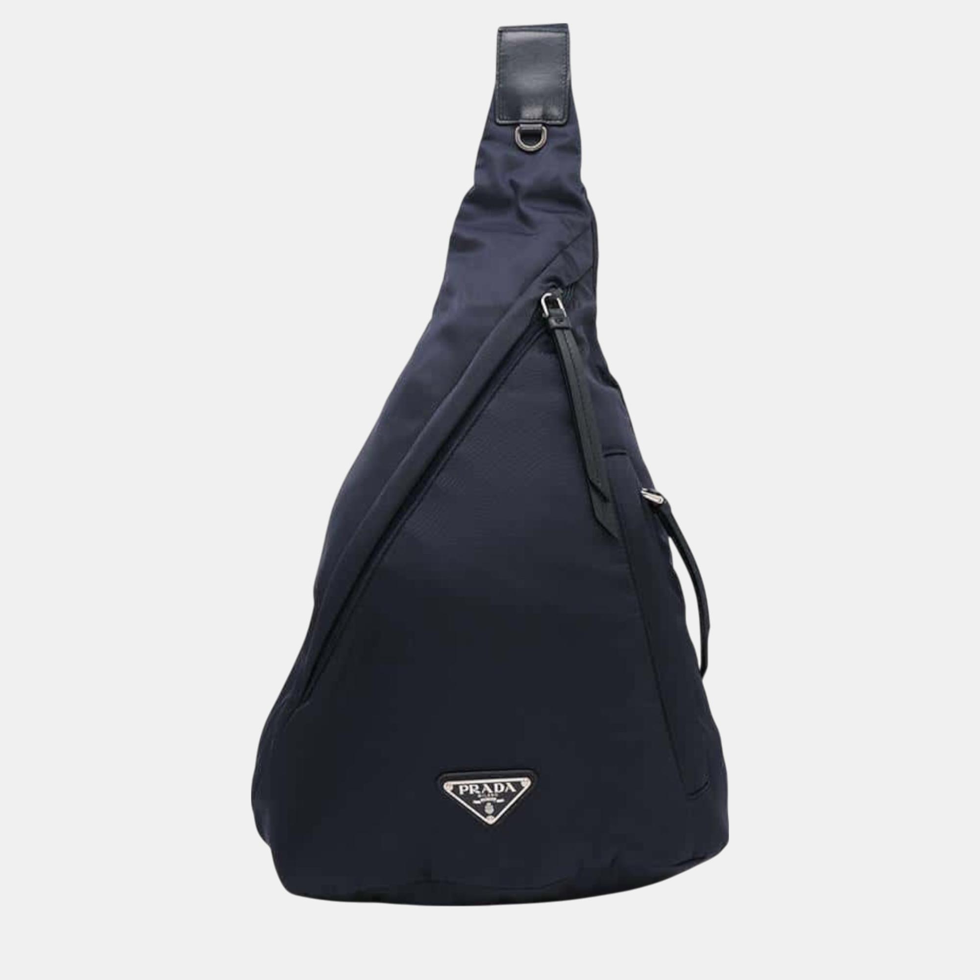 

Prada Navy Nylon Crossbody Bag, Navy blue