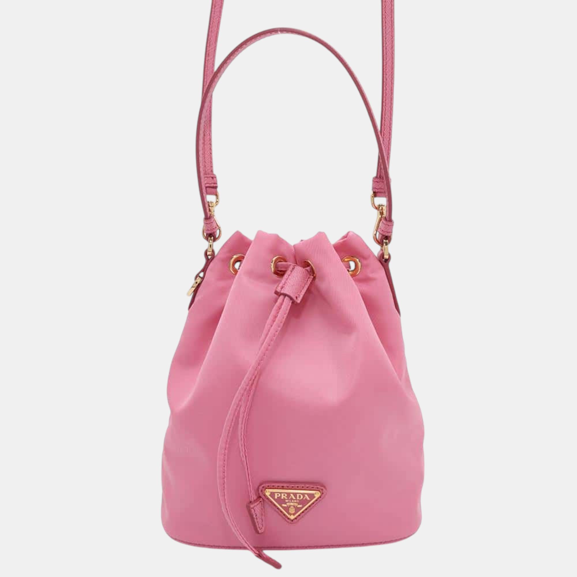 

Prada Drawstring Bag Shoulder Bag Pink Nylon