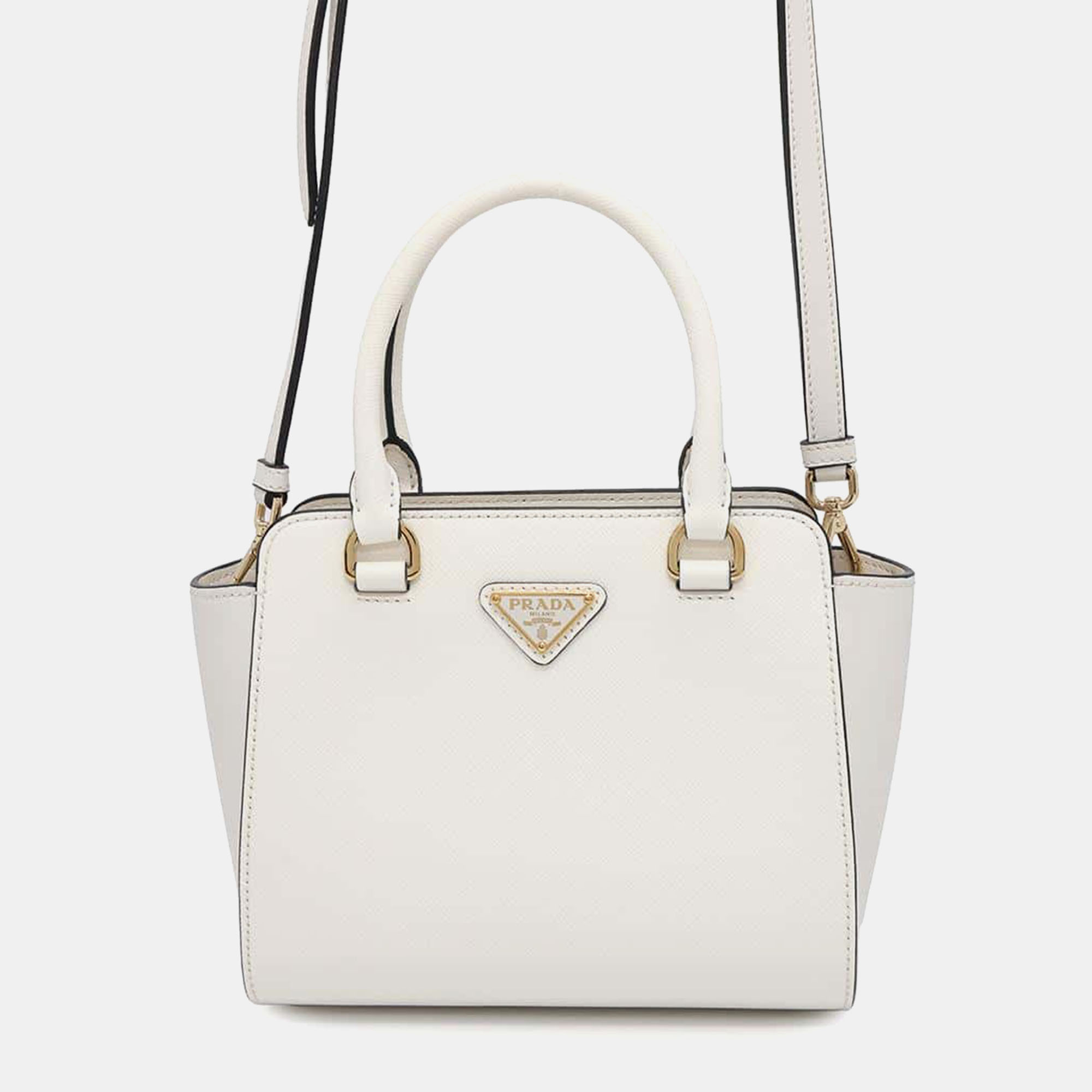 

Prada White Saffiano Leather Mini Shoulder Bag