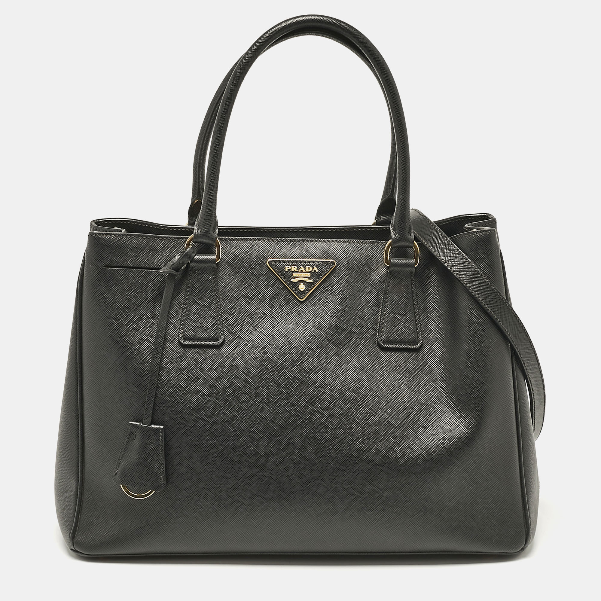 

Prada Black Saffiano Lux Leather Middle Zip Tote