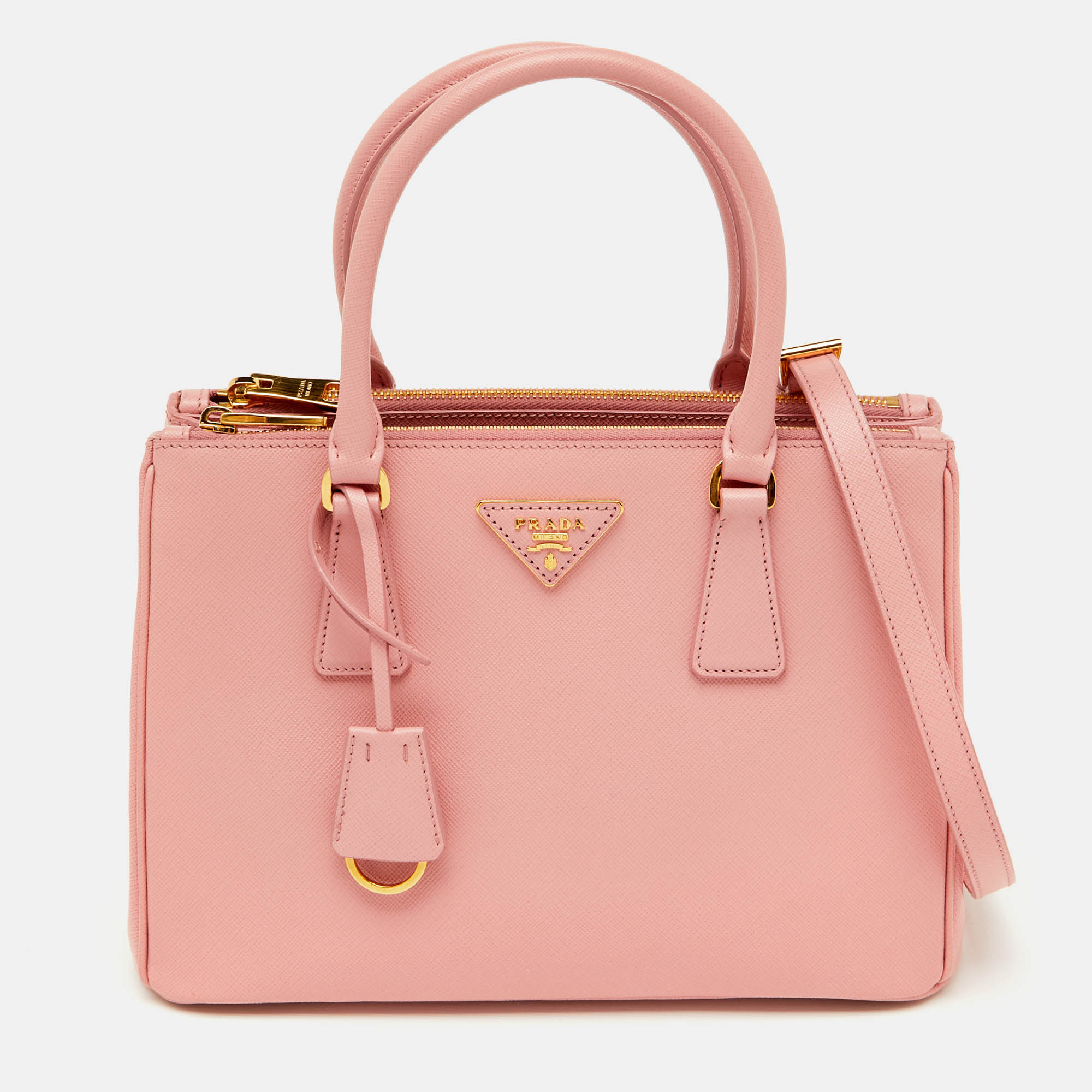 

Prada Light Pink Leather Medium Galleria Double Zip Tote