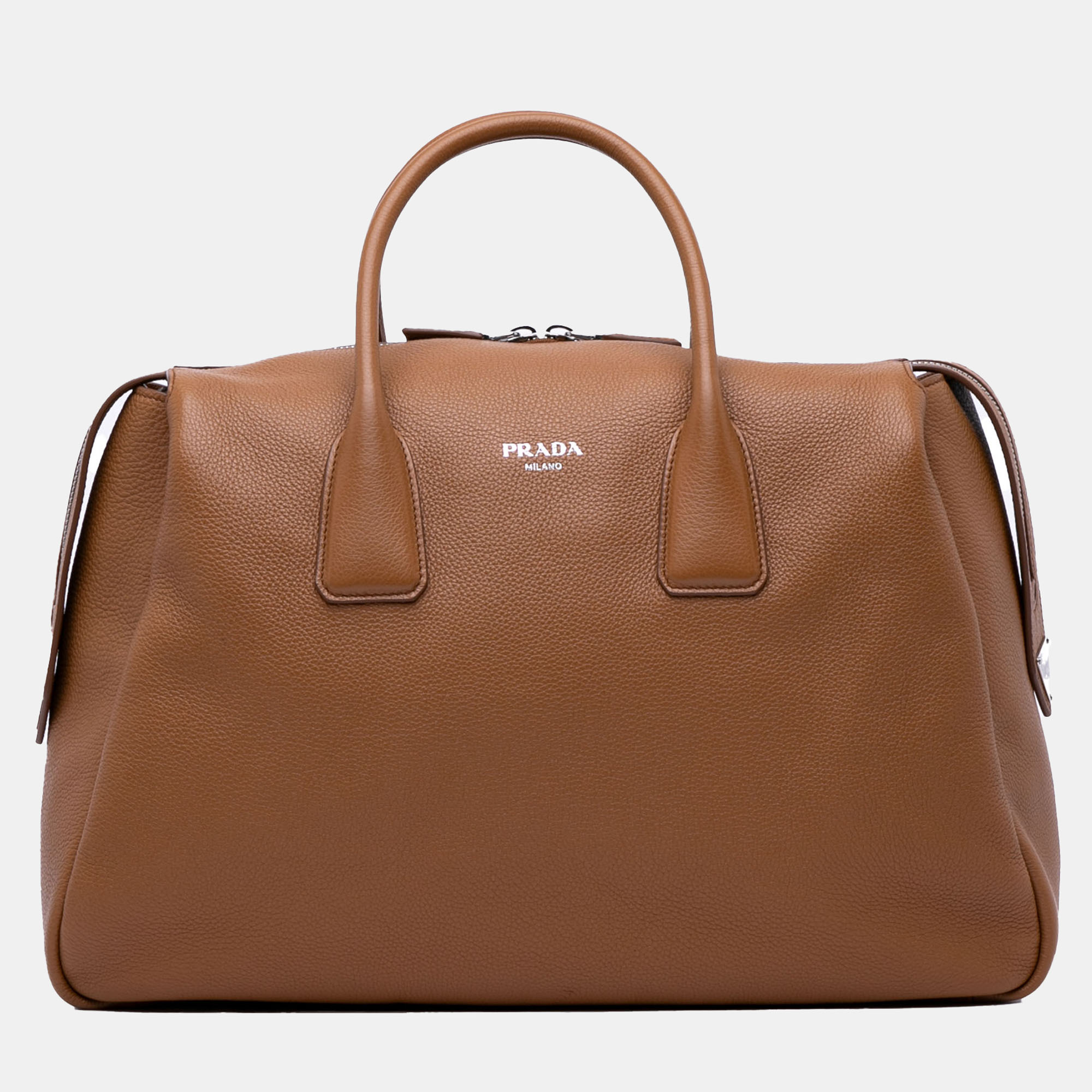 

Prada Brown Vitello Daino Travel Bag