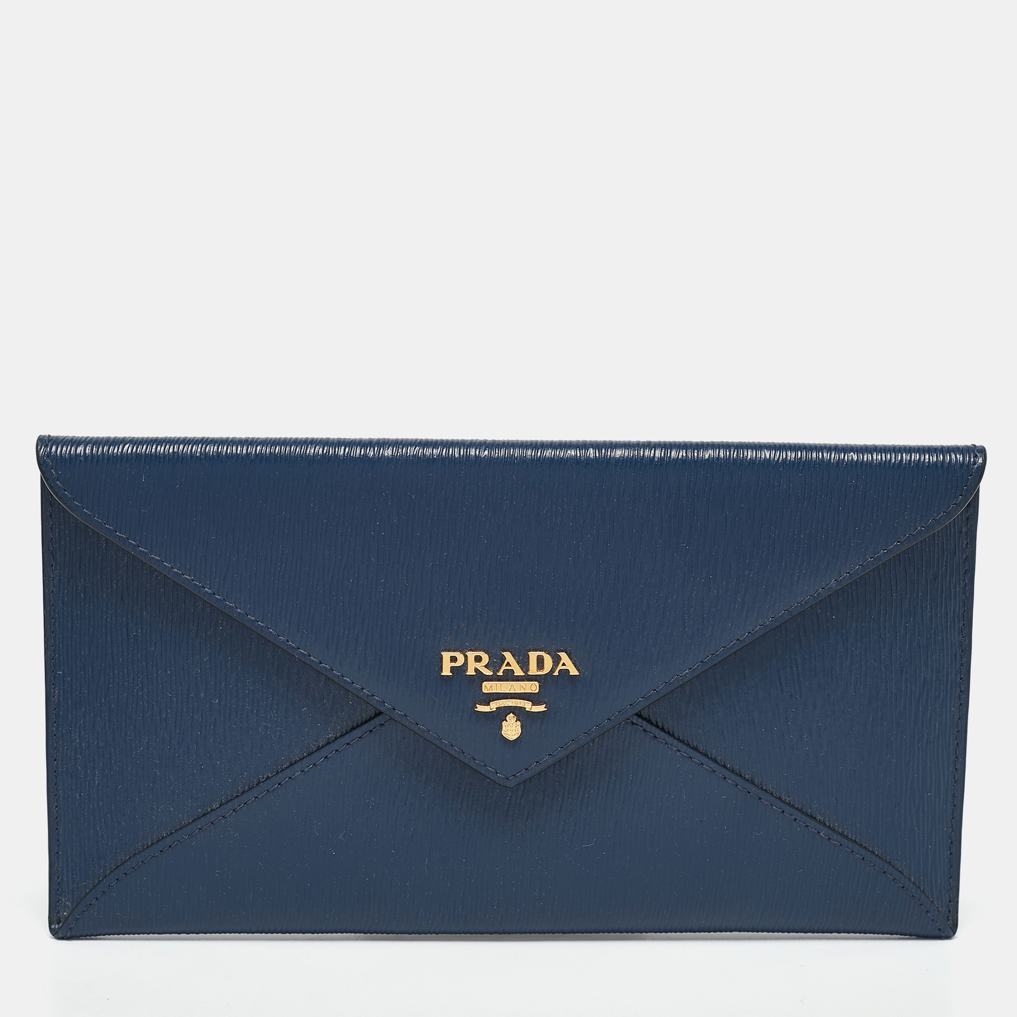 

Prada Navy Blue Saffiano Move Leather Envelope Pouch