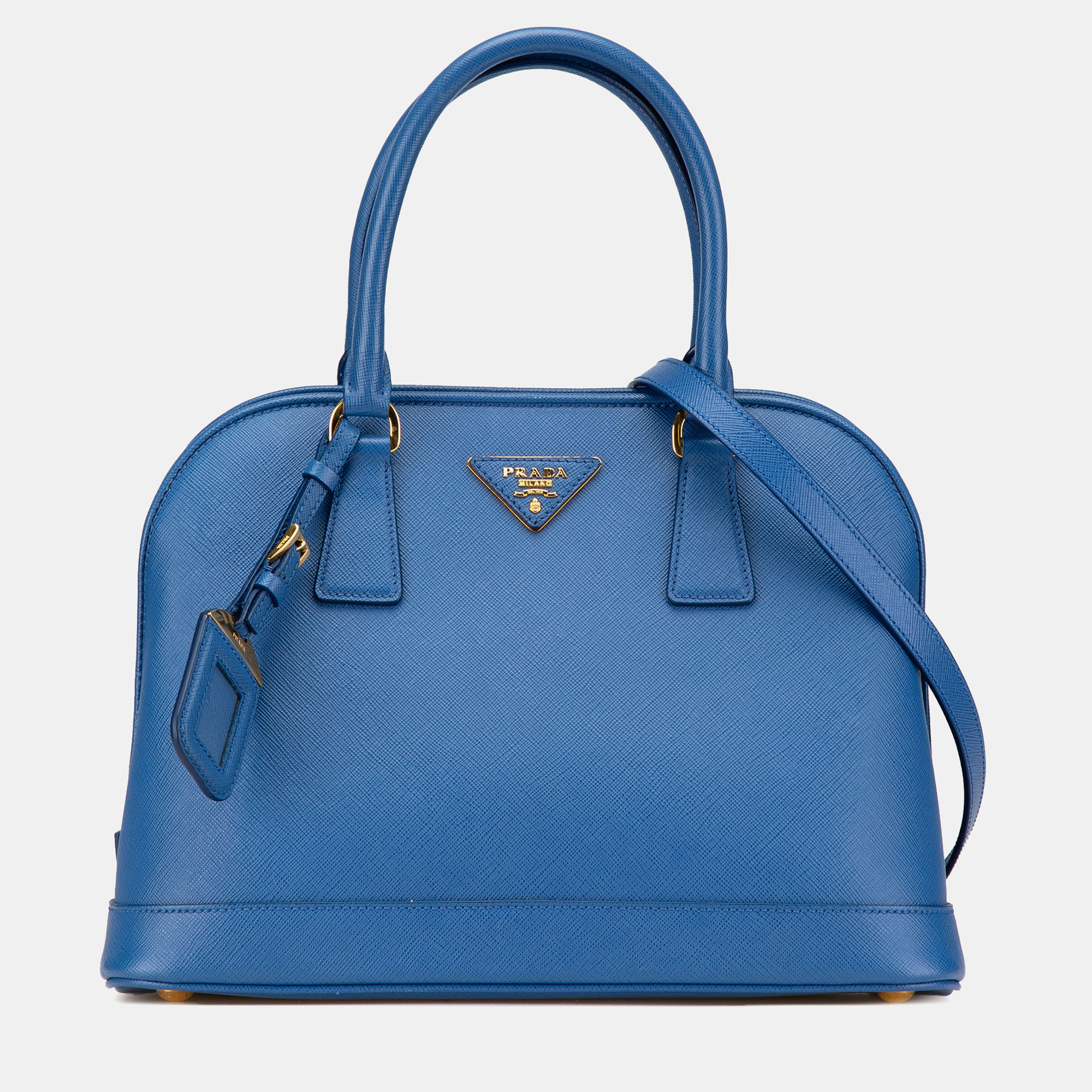 

Prada Blue Medium Saffiano Lux Open Promenade Satchel