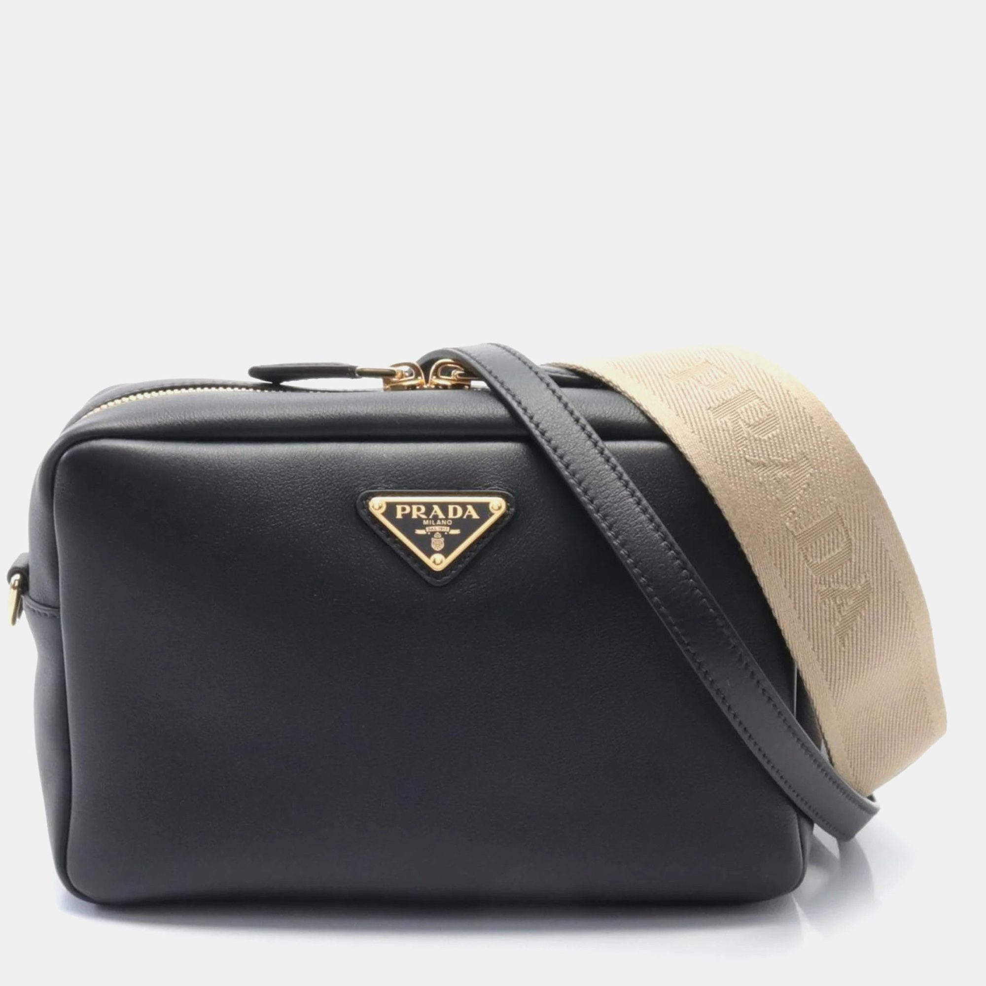 

Prada Black Leather Soft Grain Camera Bag