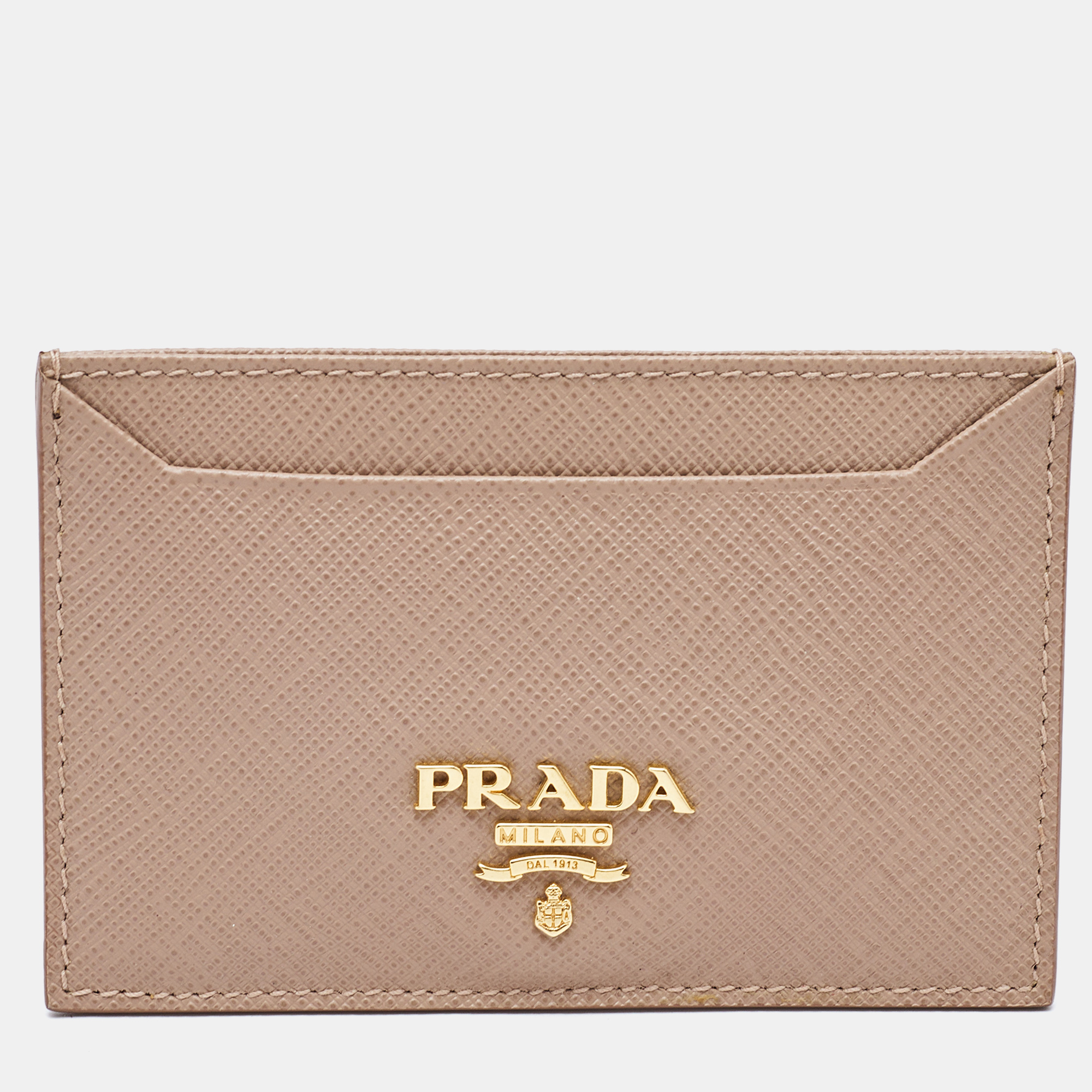 

Prada Beige Saffiano Metal Leather Card Holder