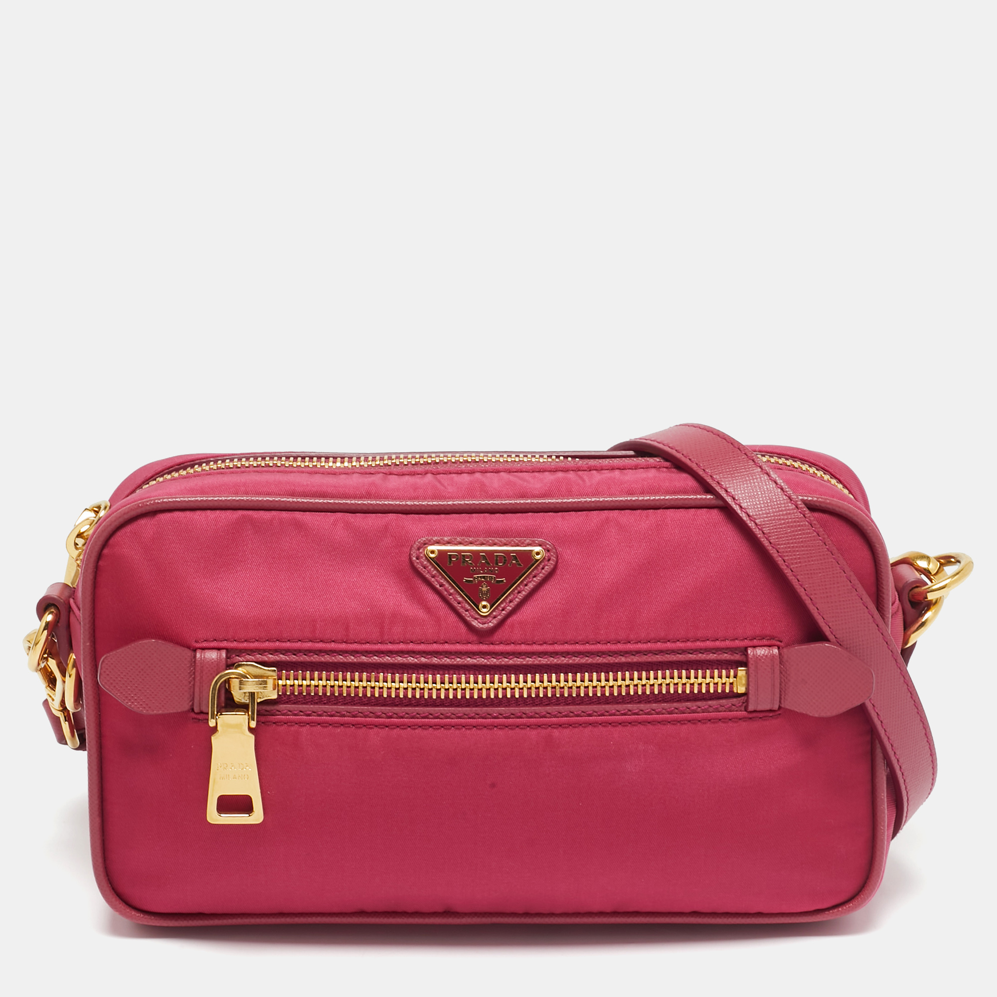 

Prada Pink Nylon Front Pocket Crossbody Bag