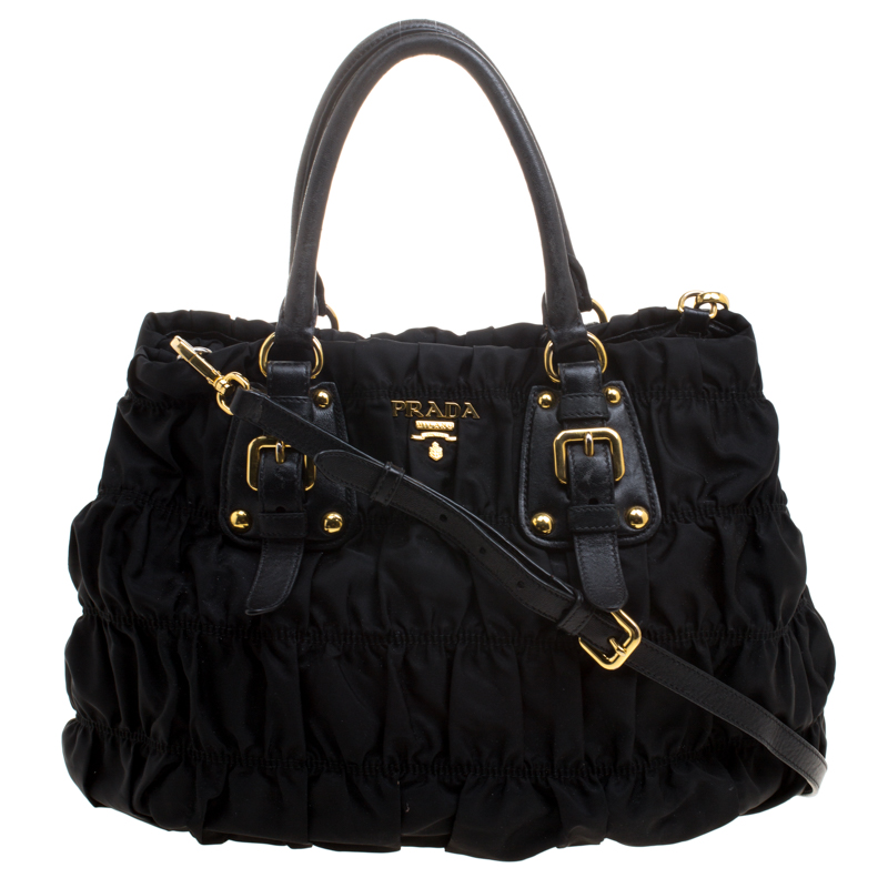 Pre Owned Prada Black Gaufre Nylon Tote