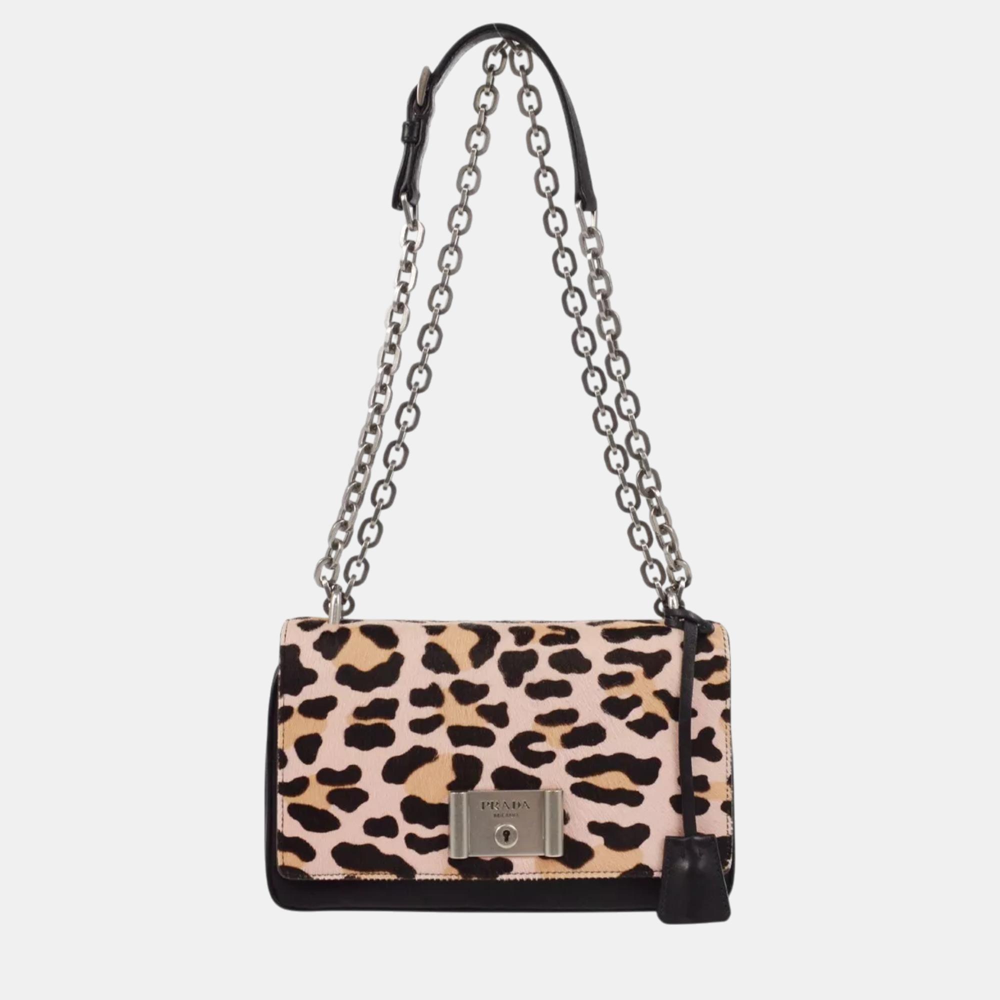 

Prada Black/Pink Leopard Shoulder Bag