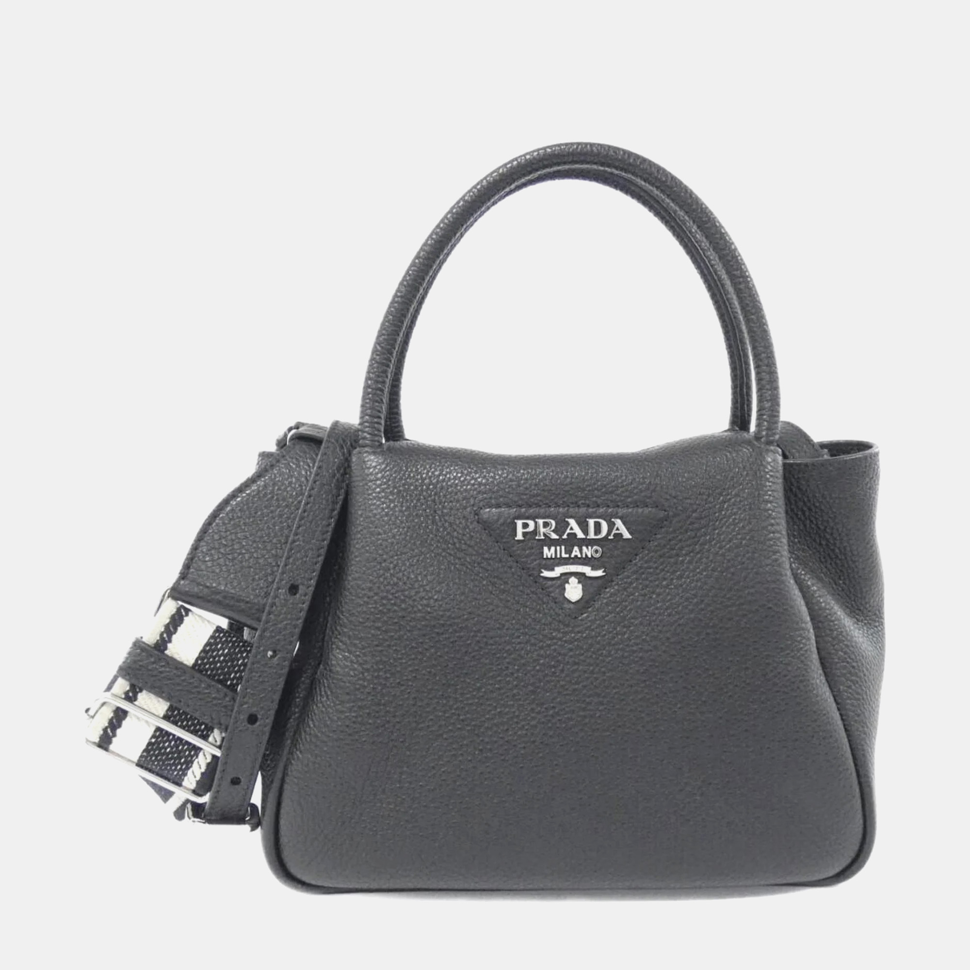 

Prada Nero Vitello Daino Leather Handbag, Black