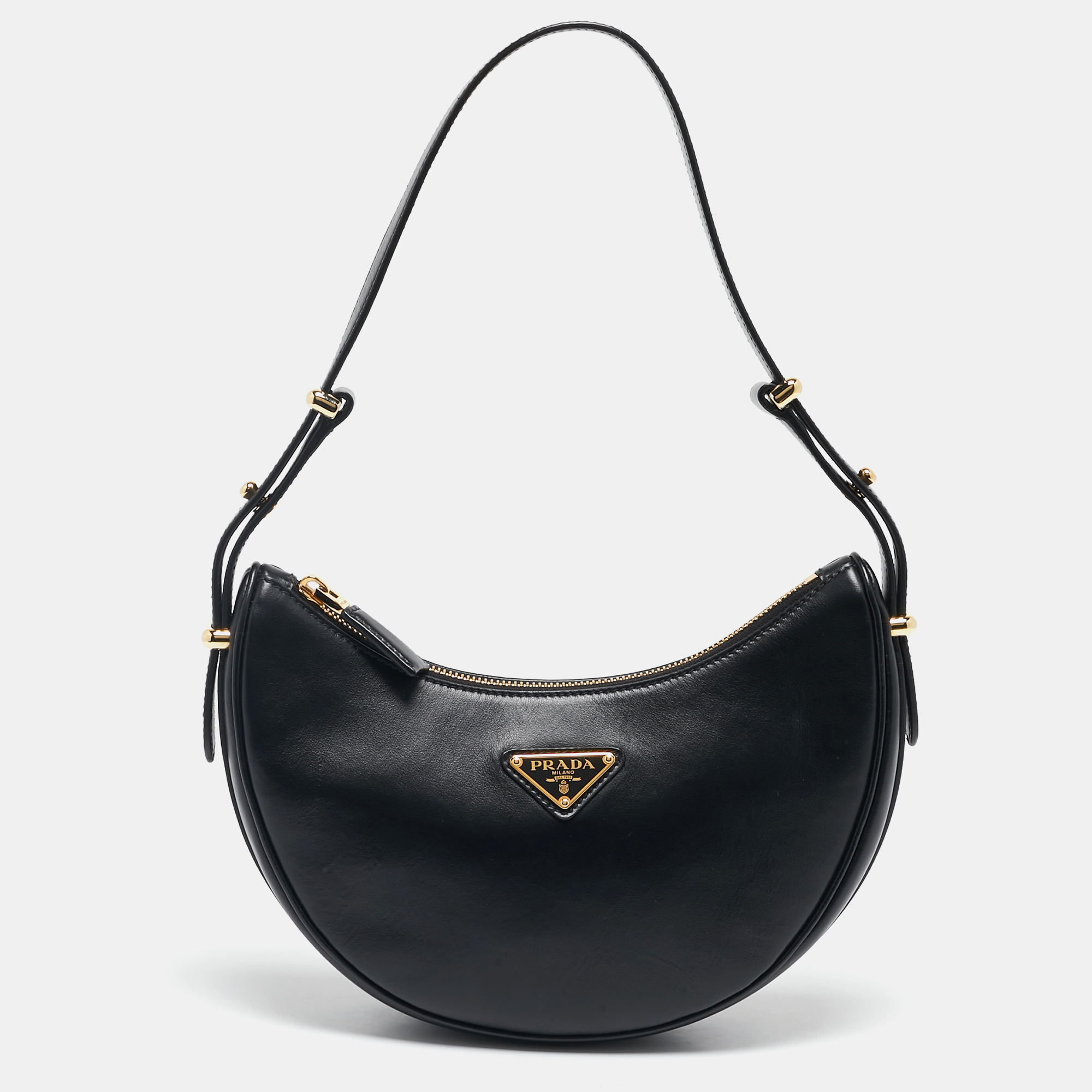 

Prada Black Leather  Arque Shoulder Bag
