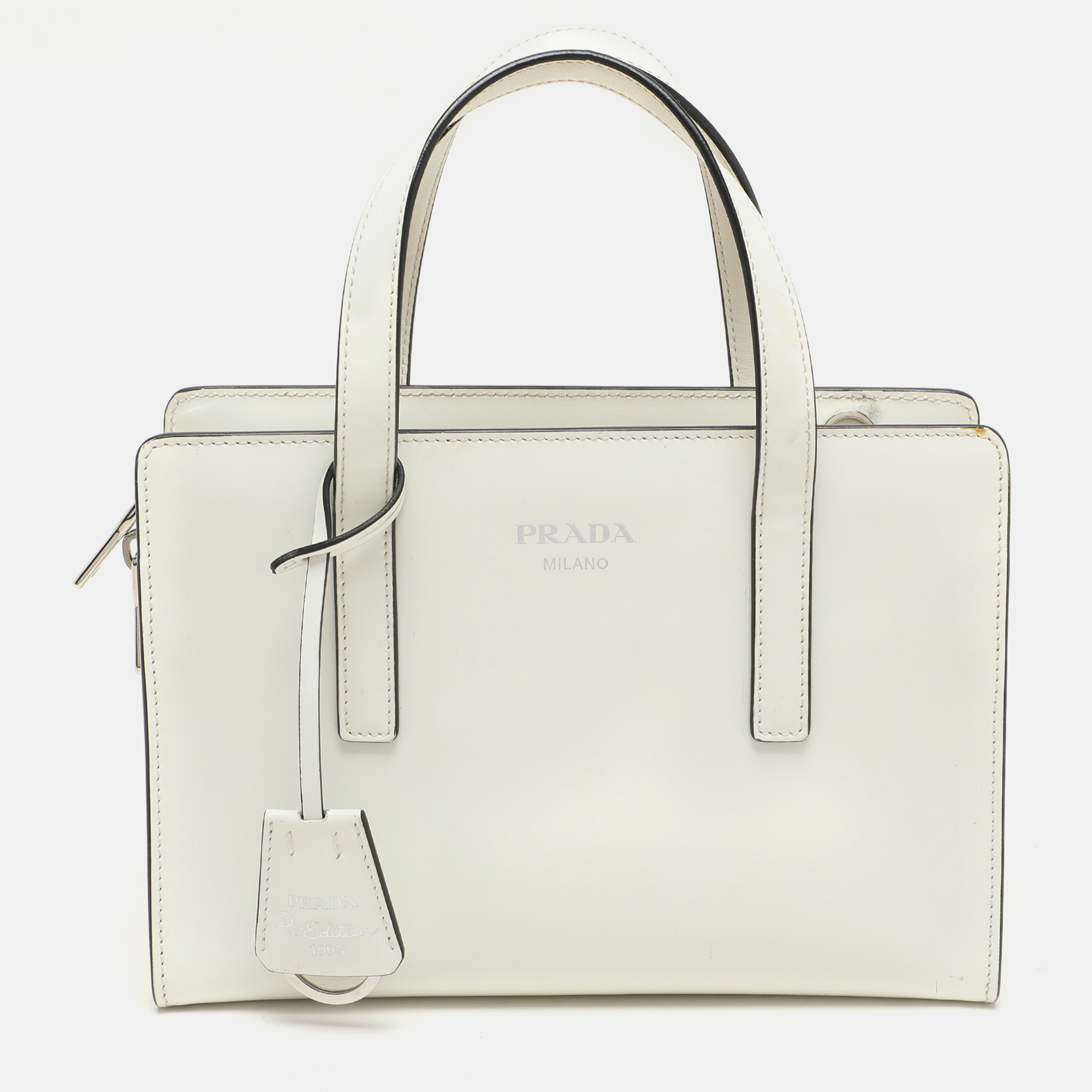 

Prada White Patent Leather Re-edition 1995 Tote