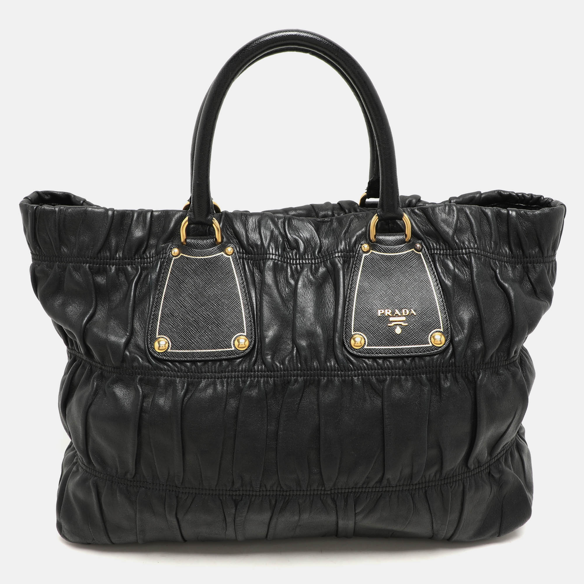 

Prada Black Leather Gauffre Antic Tote