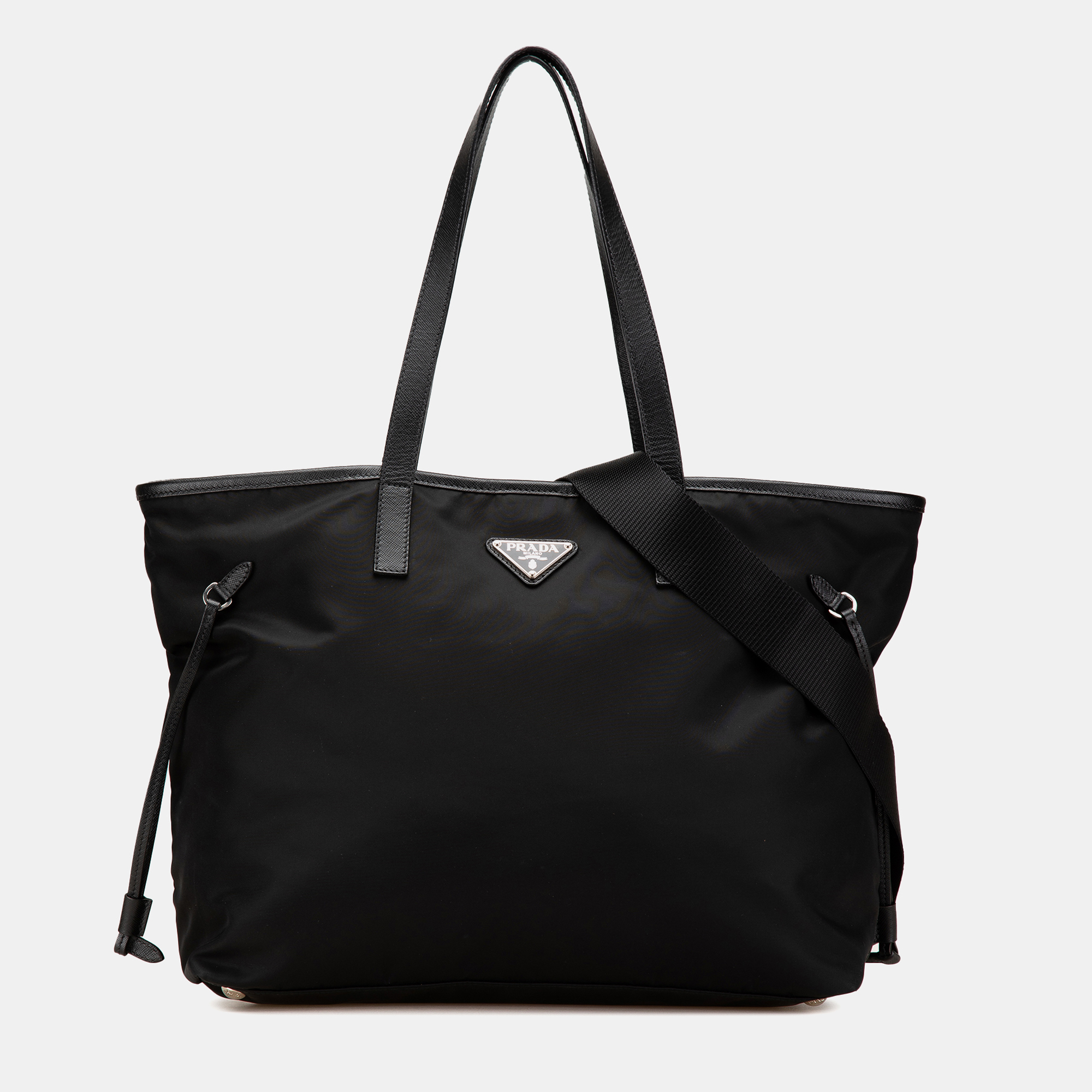 

Prada Black Tessuto Saffiano Trimmed Open Convertible Tote