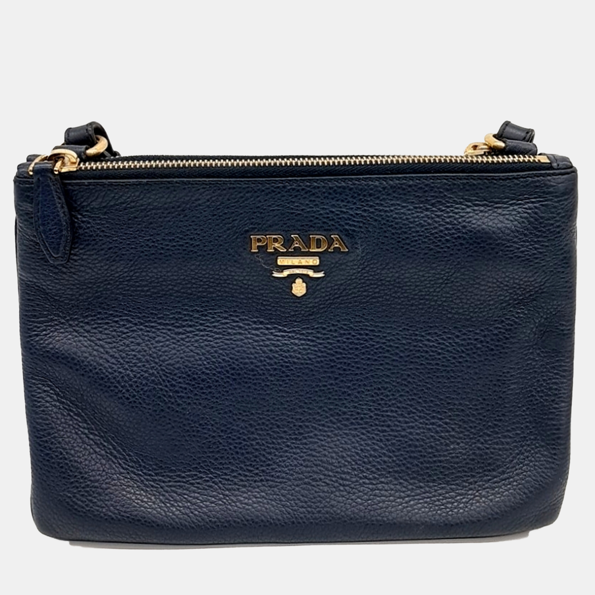 

Prada Black Leather Vitello Phoenix crossbody Bag