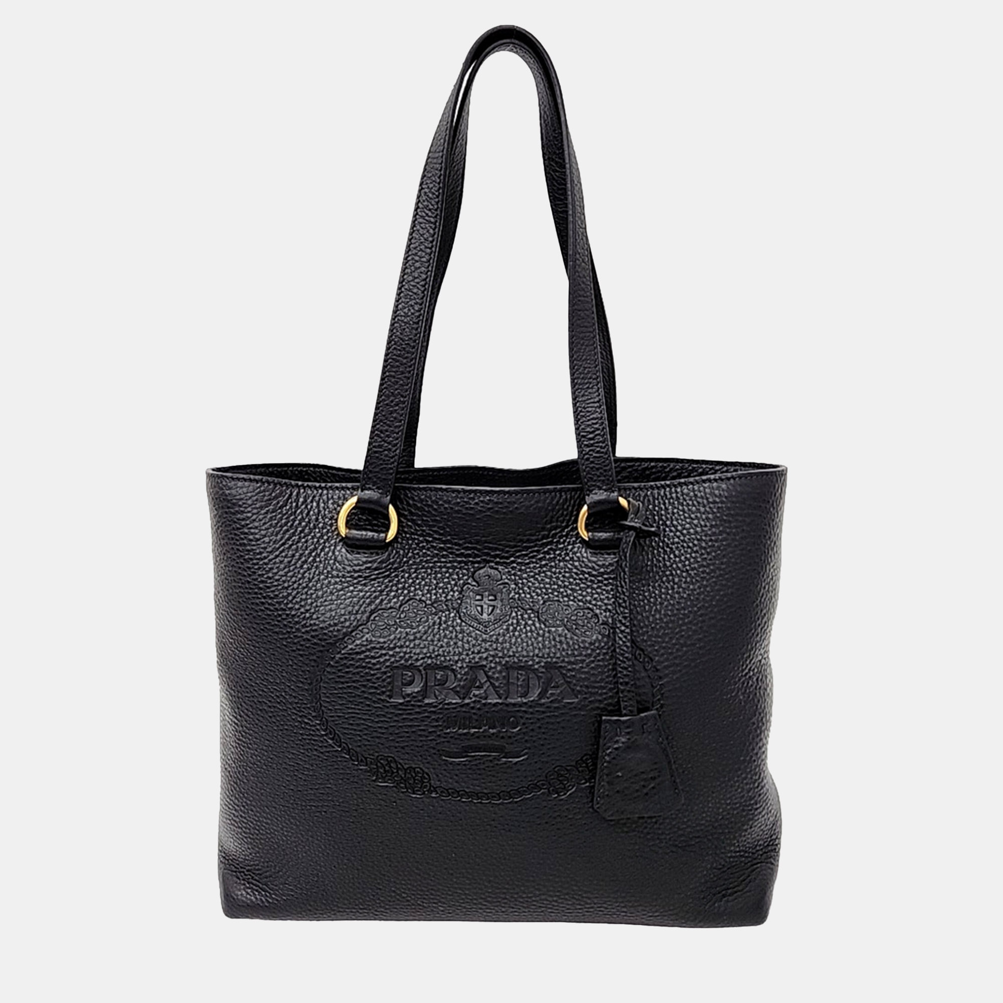 

Prada Black Leather Dino Shoulder Bag