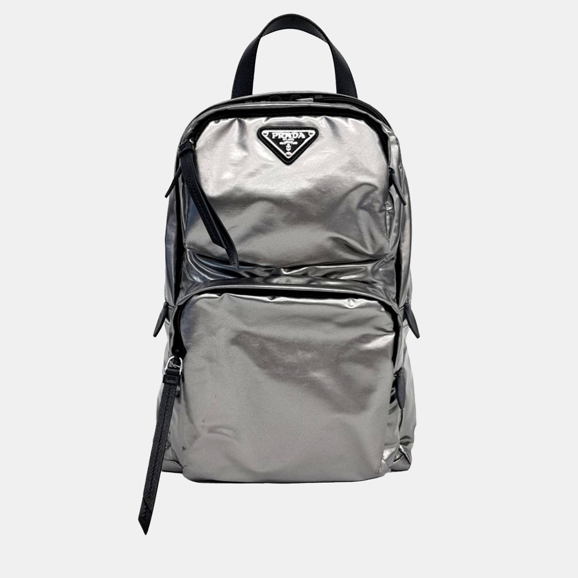 

Prada Silver Fabric Single-Rope Backpack