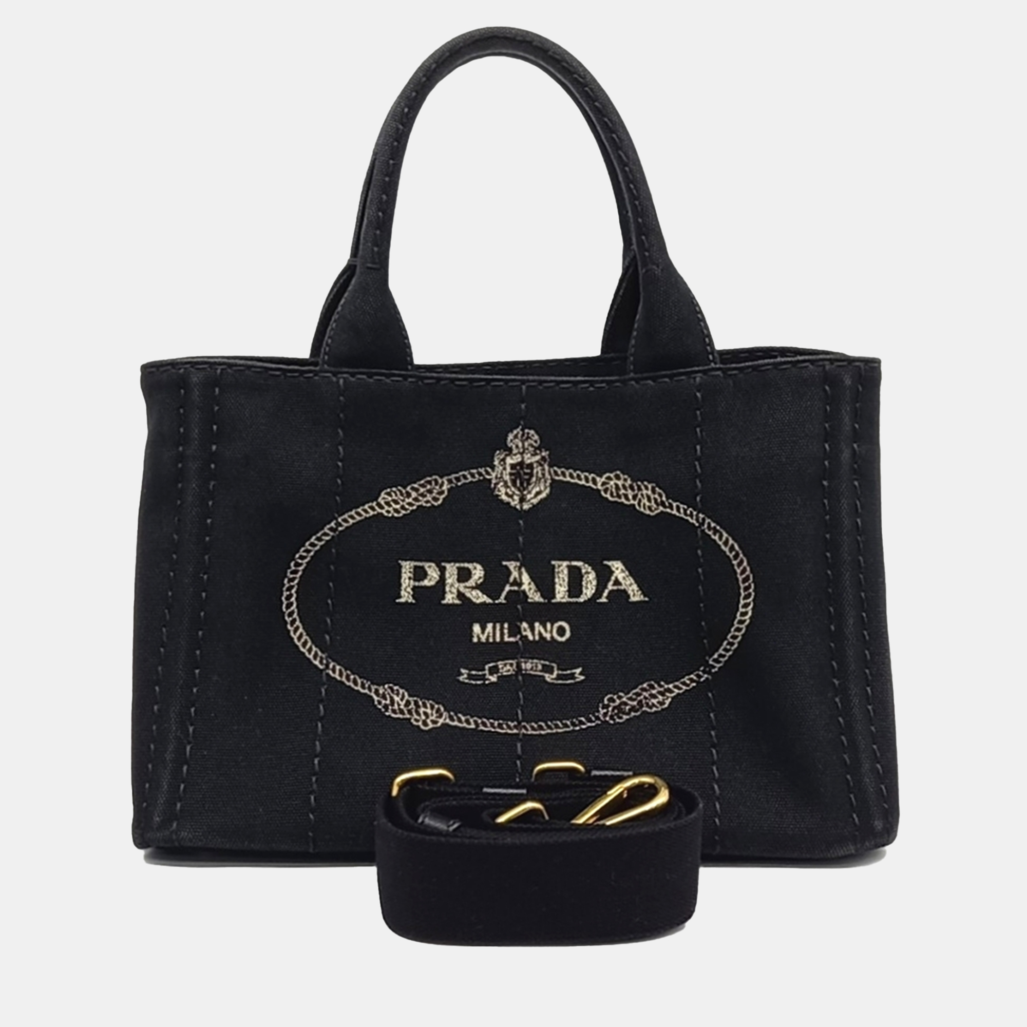 

Prada Black Fabric Canapa Tote and Shoulder Bag