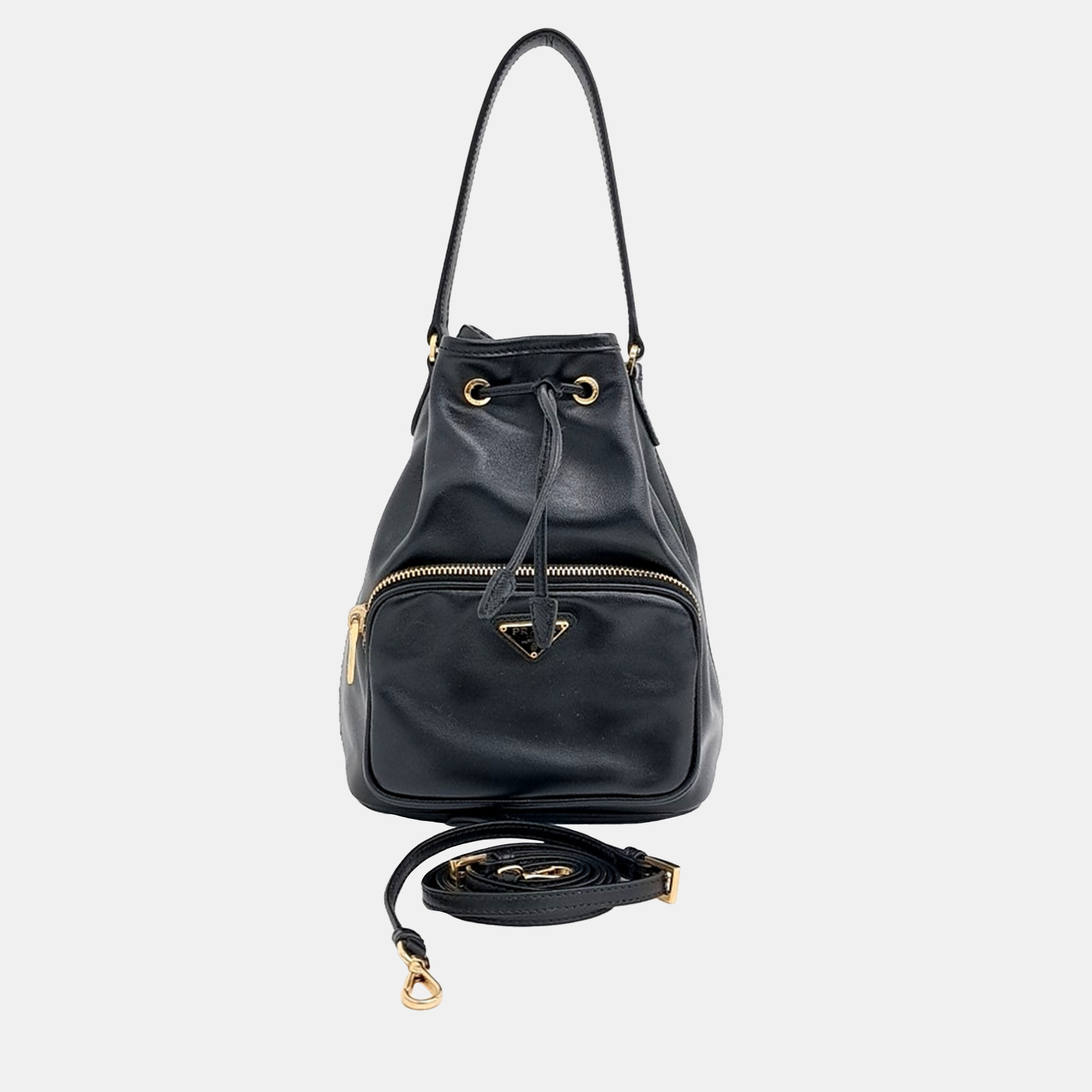 

Prada Black Leather bucket tote and crossbody bag