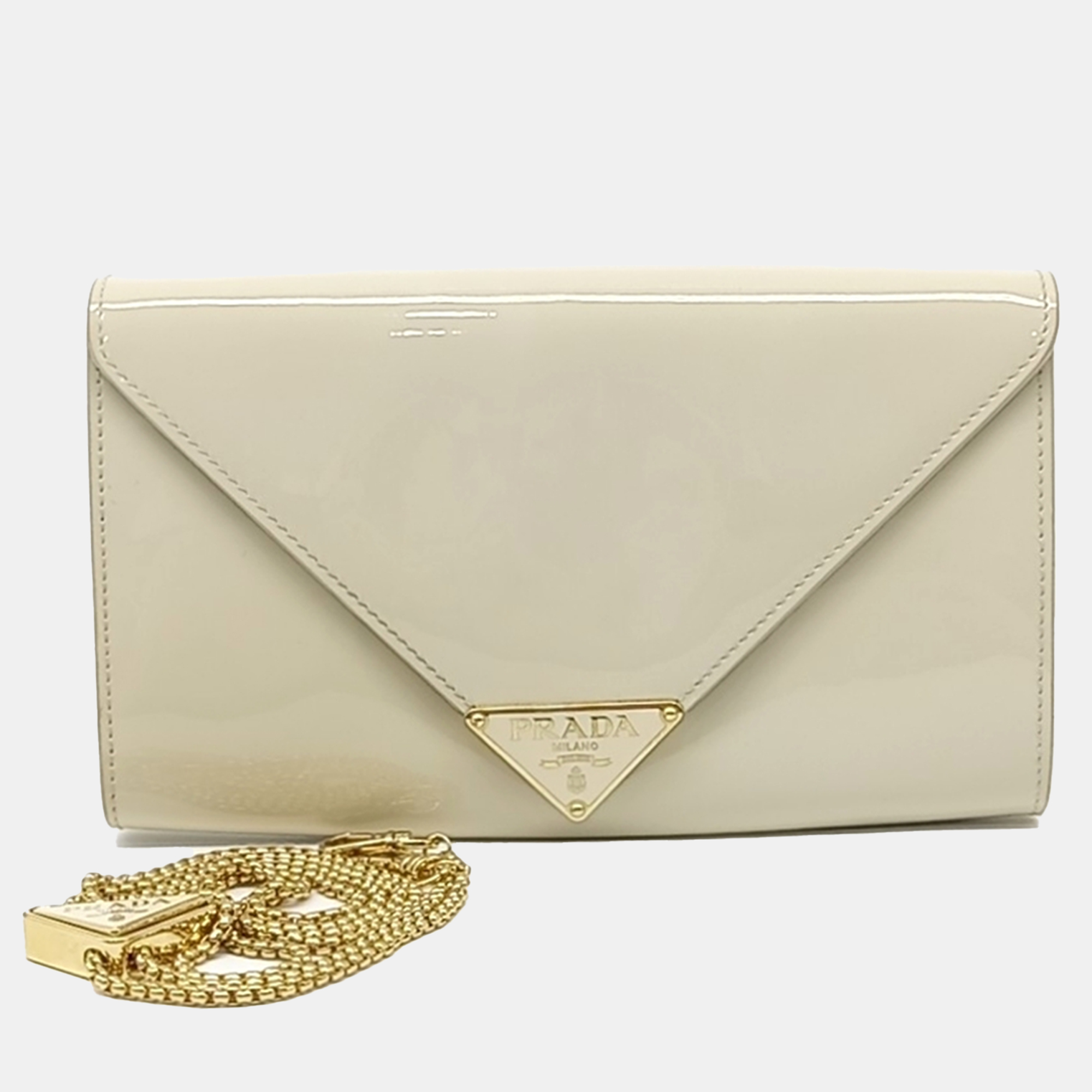 

Prada patent chain crossbody bag, White