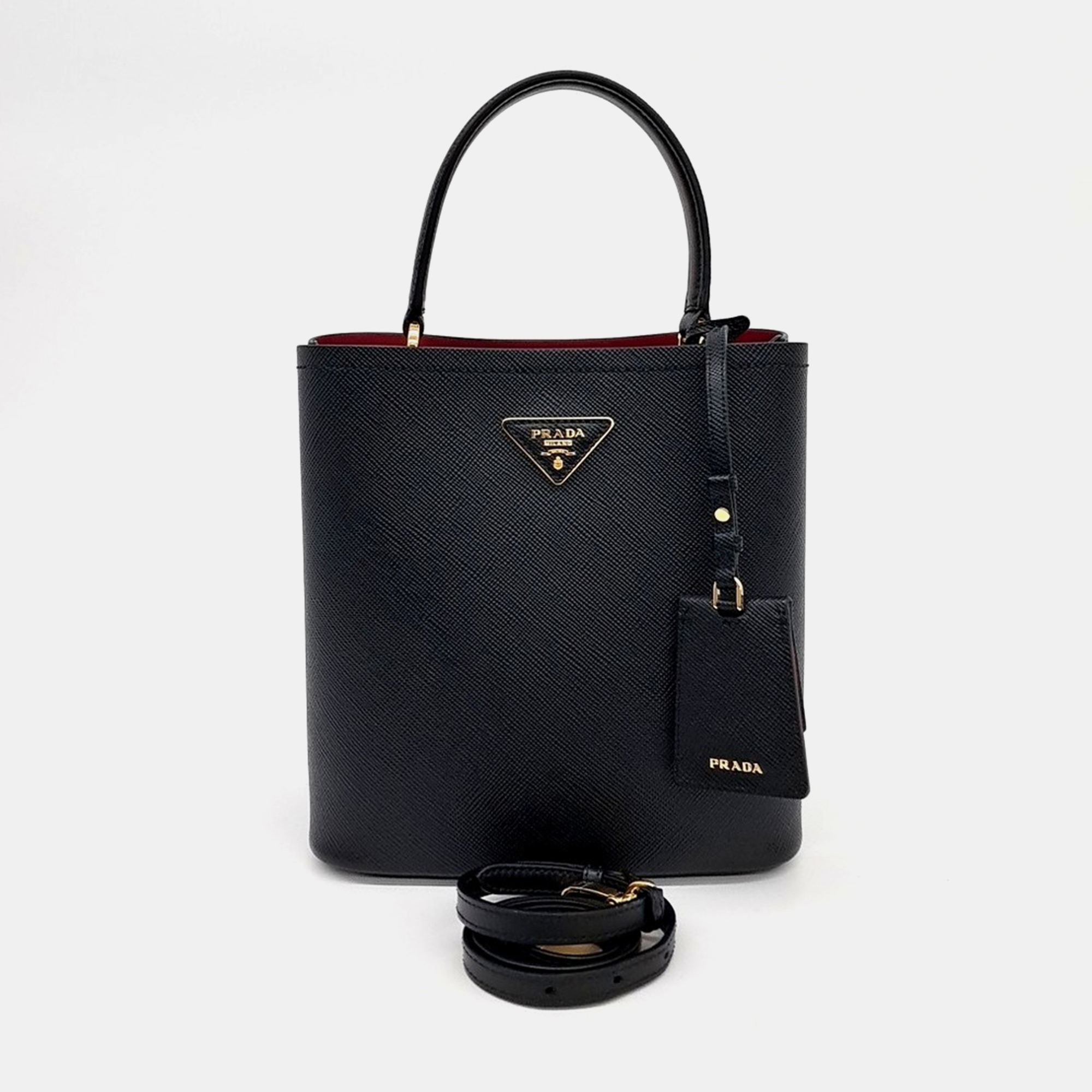 

Prada Black Leather Saffiano Duble Tote and Shoulder Bag