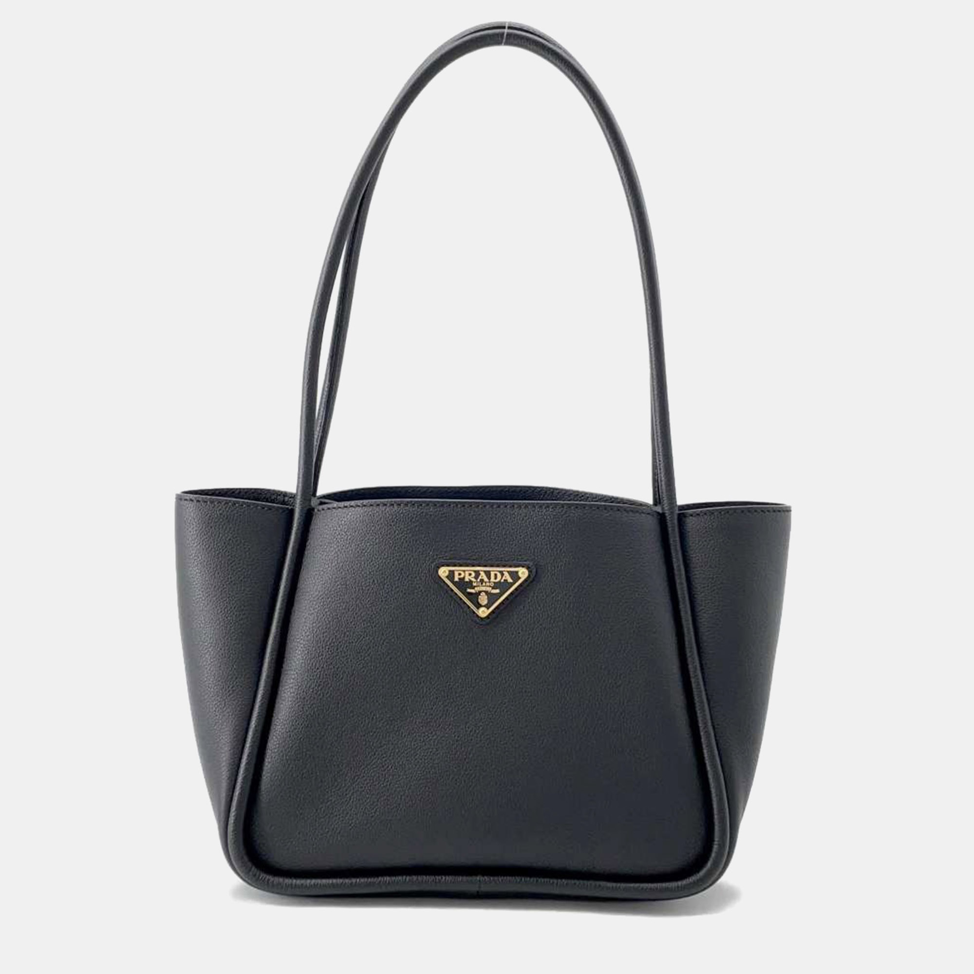 

Prada Black Soft Grain Leather Mini Tote Bag