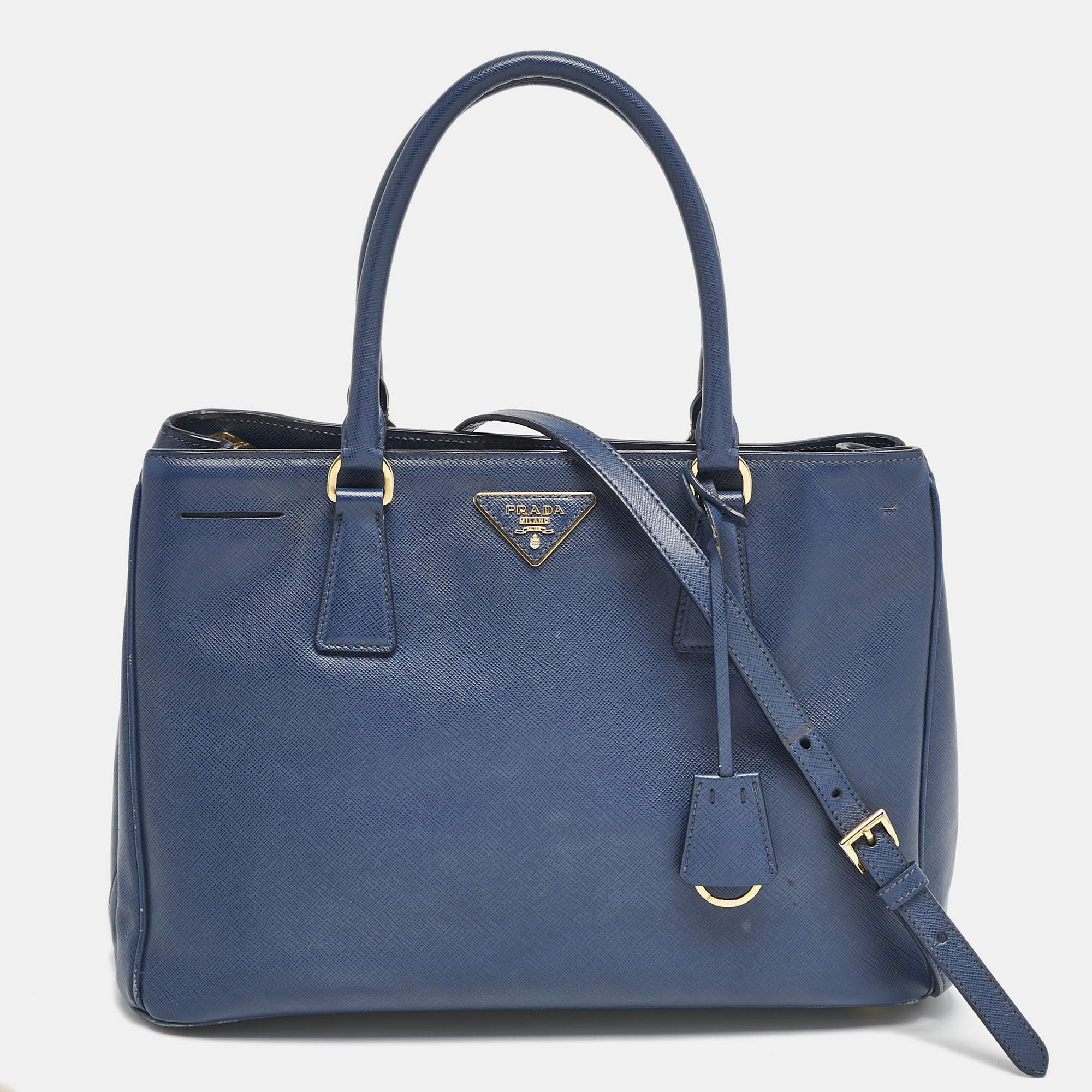 

Prada Navy Blue Saffiano Lux Leather  Galleria Double Zip Tote