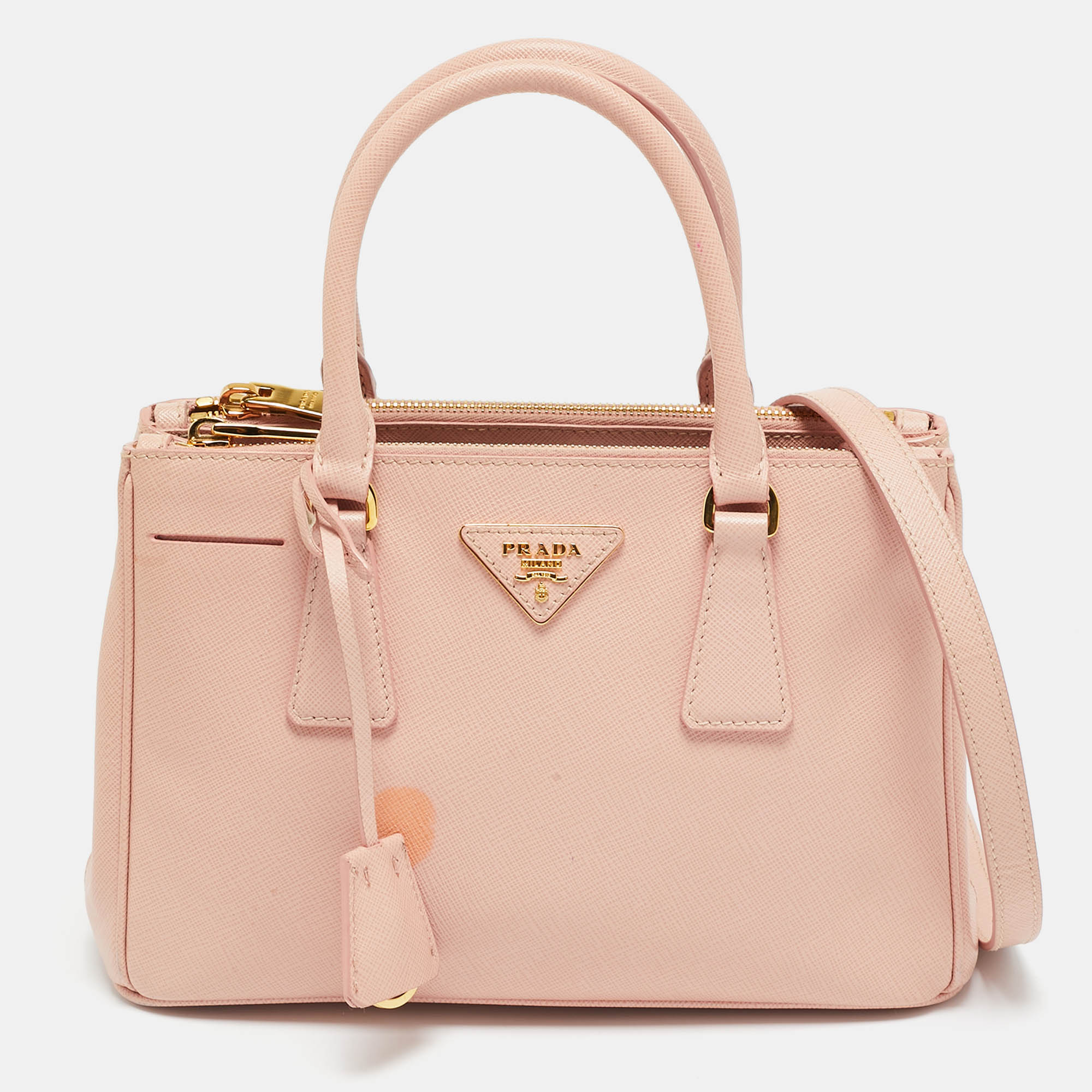 

Prada Pink Saffiano Lux Leather  Galleria Double Zip Tote