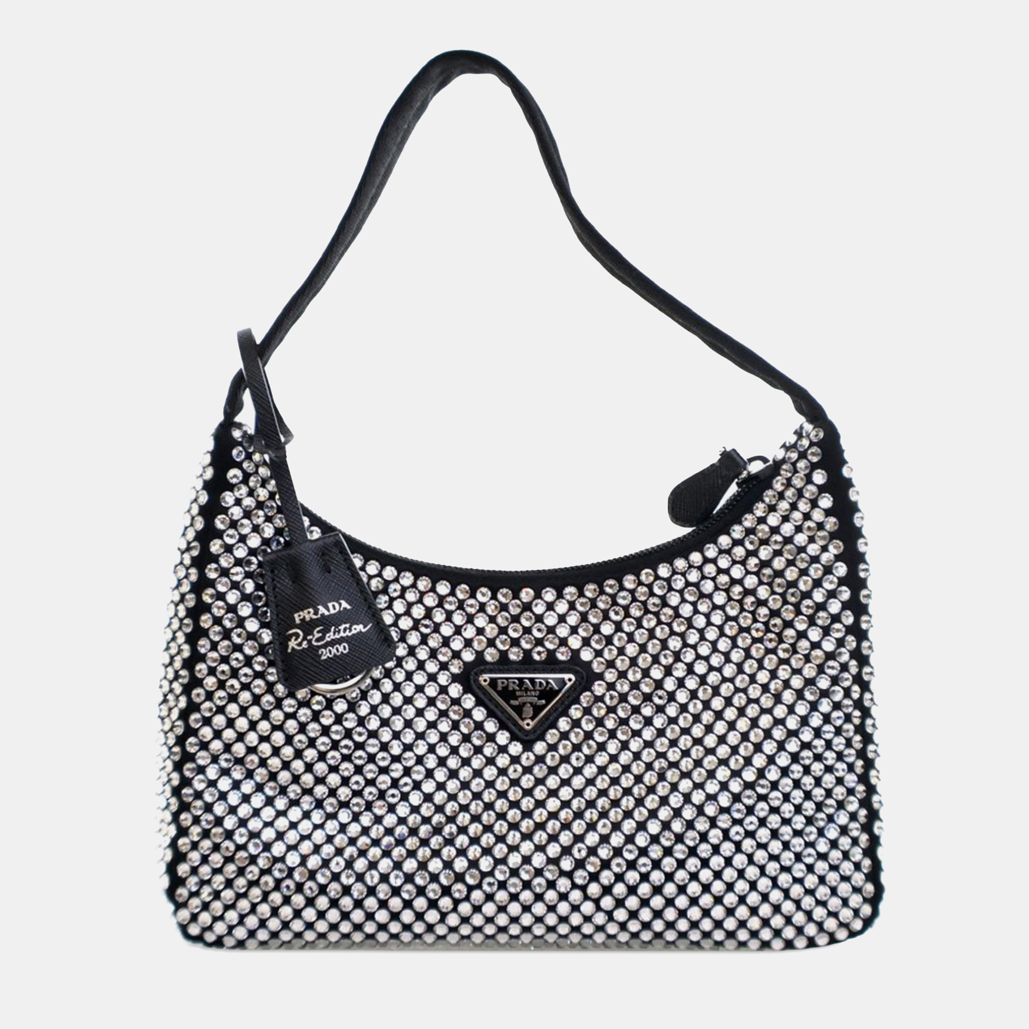 

Prada Black Satin Mini Crystal Re-Edition 2000 Shoulder Bag