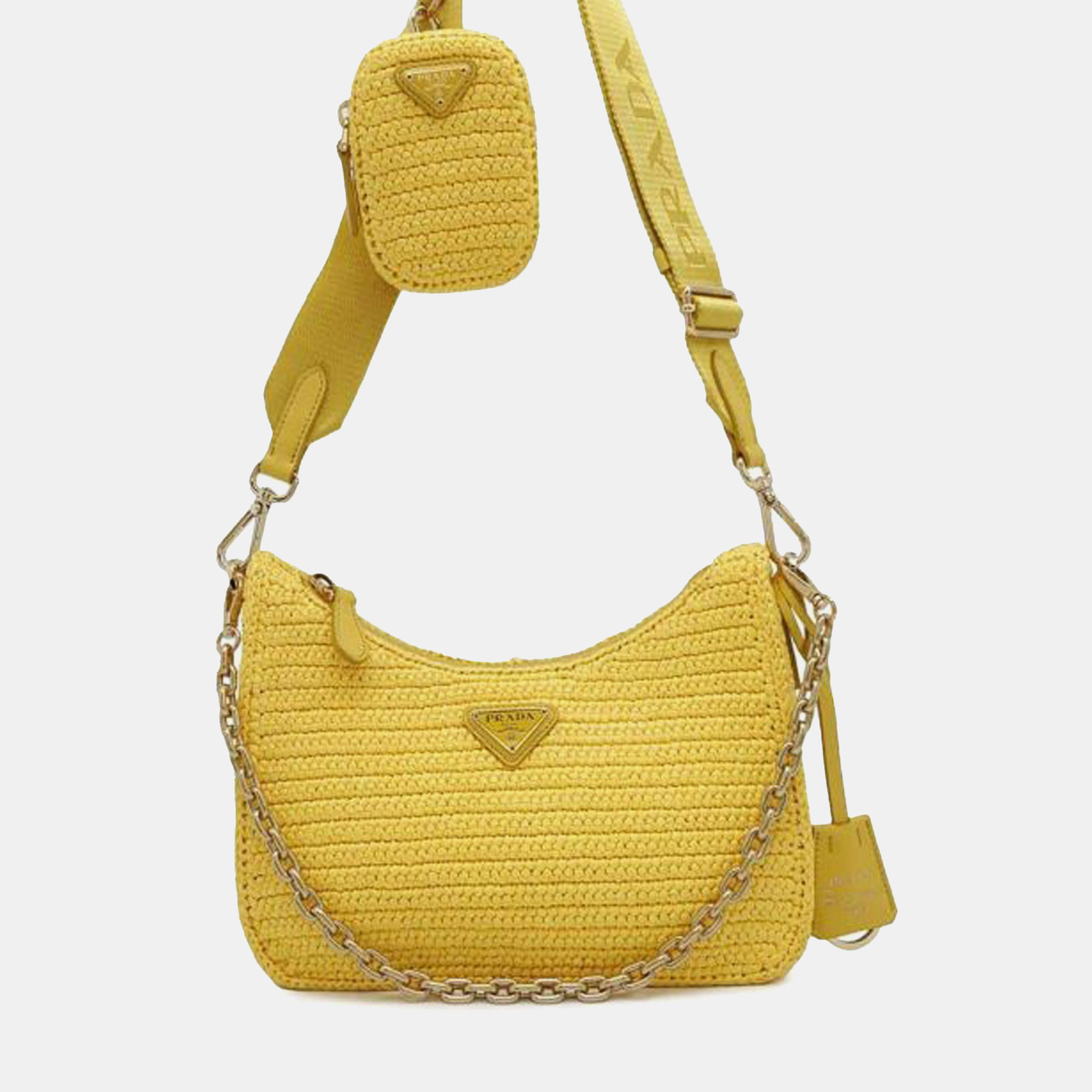 

Prada Yellow Raffia Re-Edition 2005 Satchel