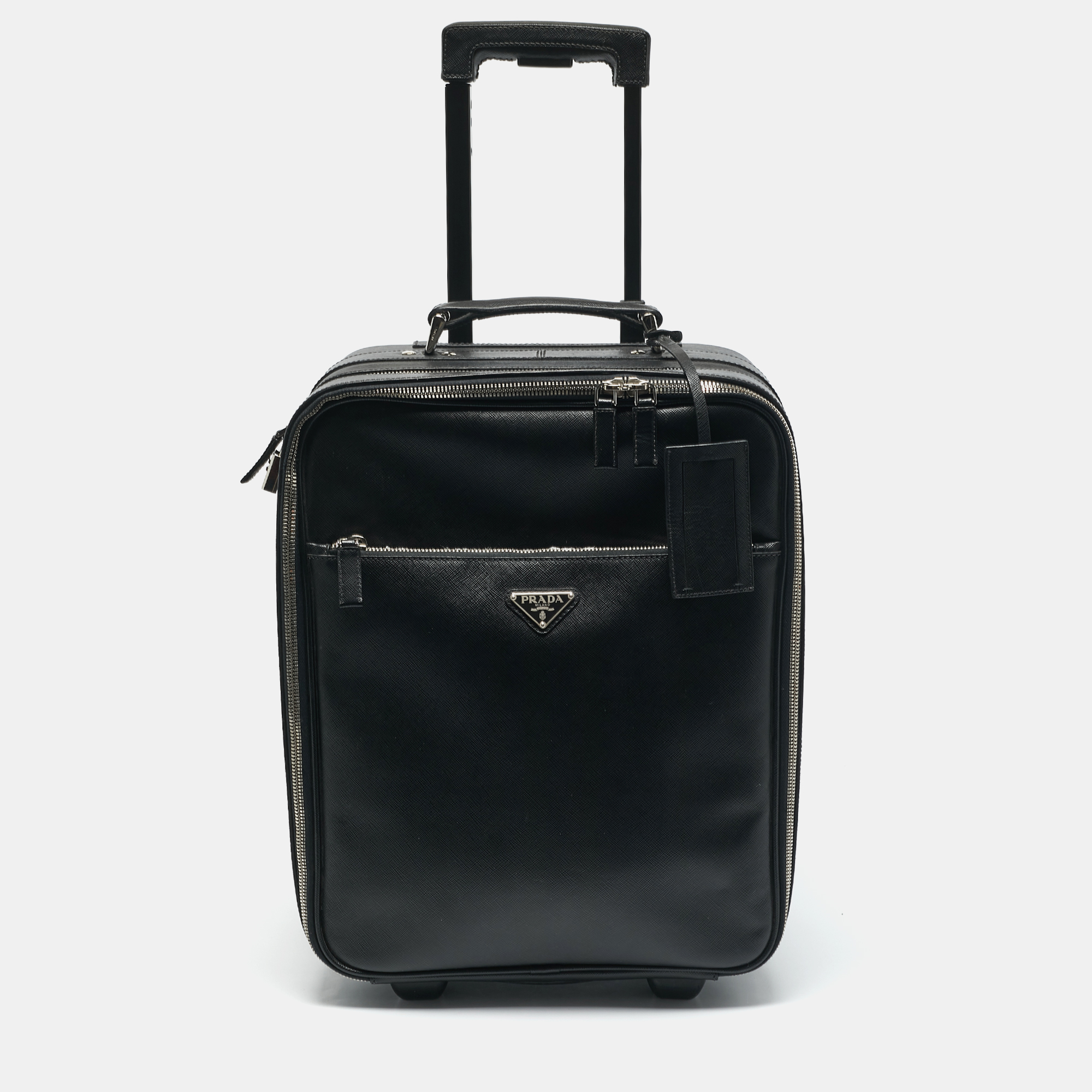 

Prada Black Saffiano Leather Rolling Trolley Luggage