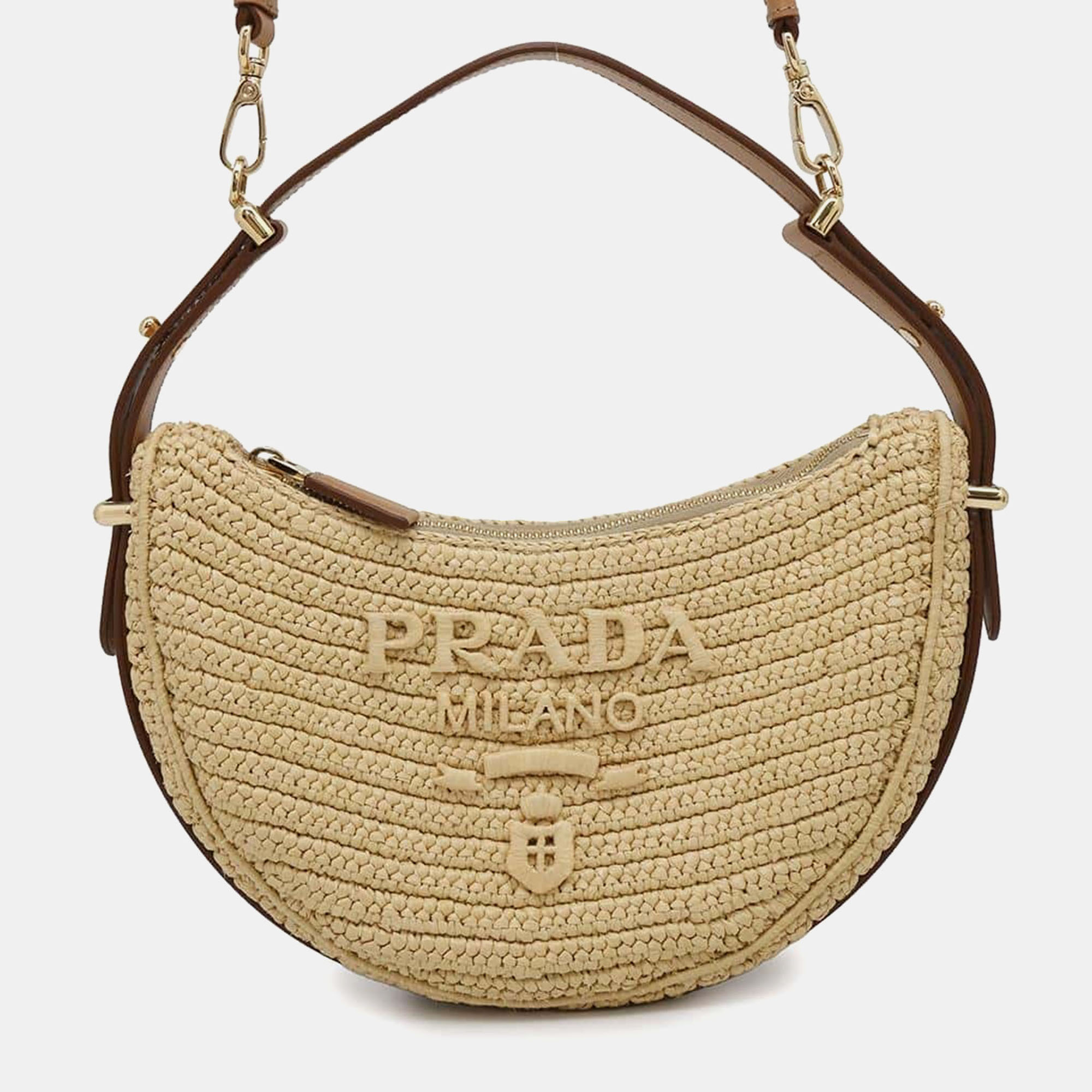 

Prada Natural/Brown Viscose Leather Arke Crochet Shoulder Bag