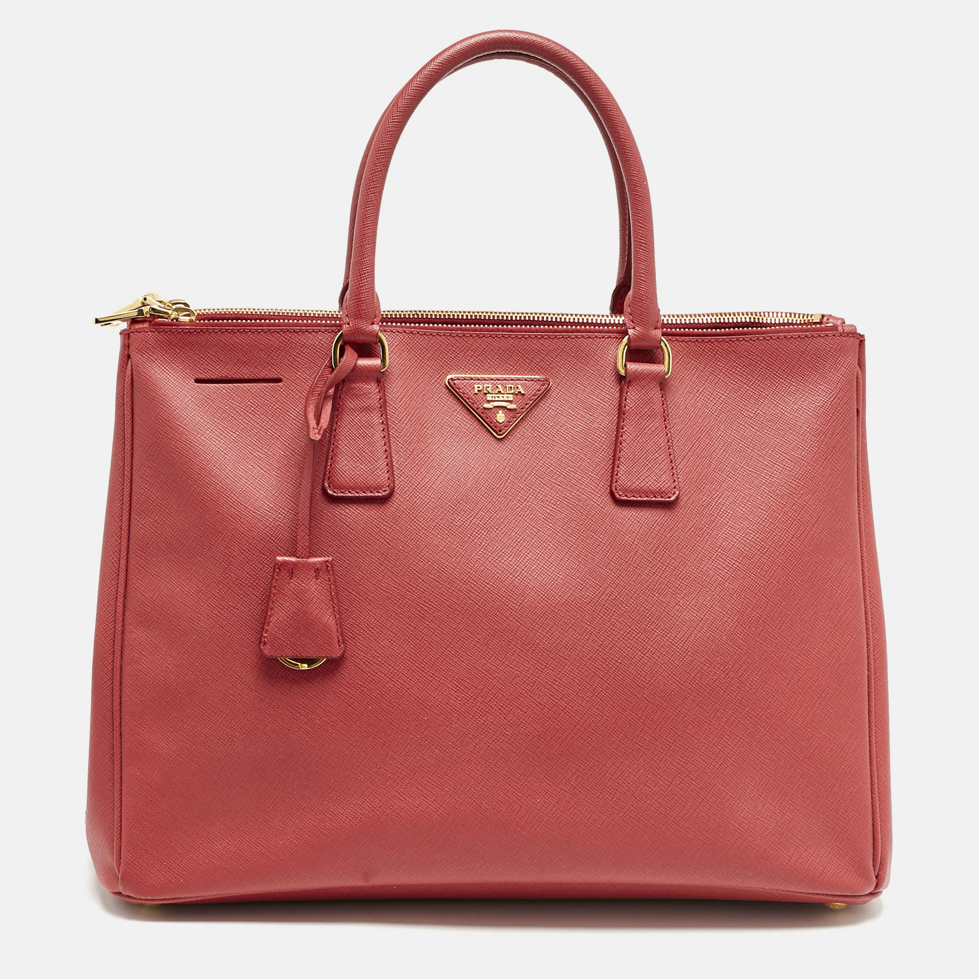 

Prada Red Saffiano Leather  Galleria Double Zip Tote